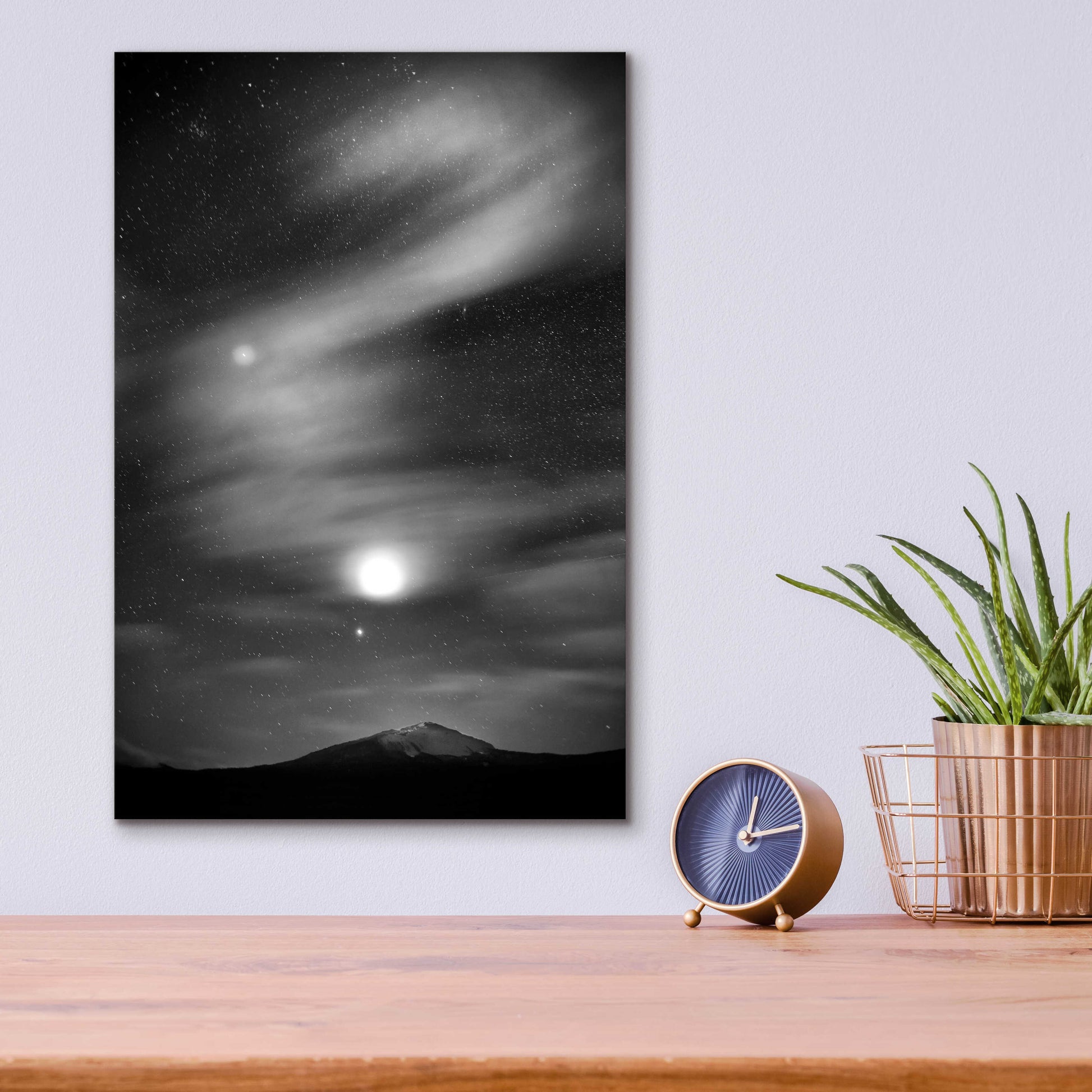 Epic Art 'Diamond Lake Moon Streak B&W' by Thomas Haney, Acrylic Glass Wall Art,12x16