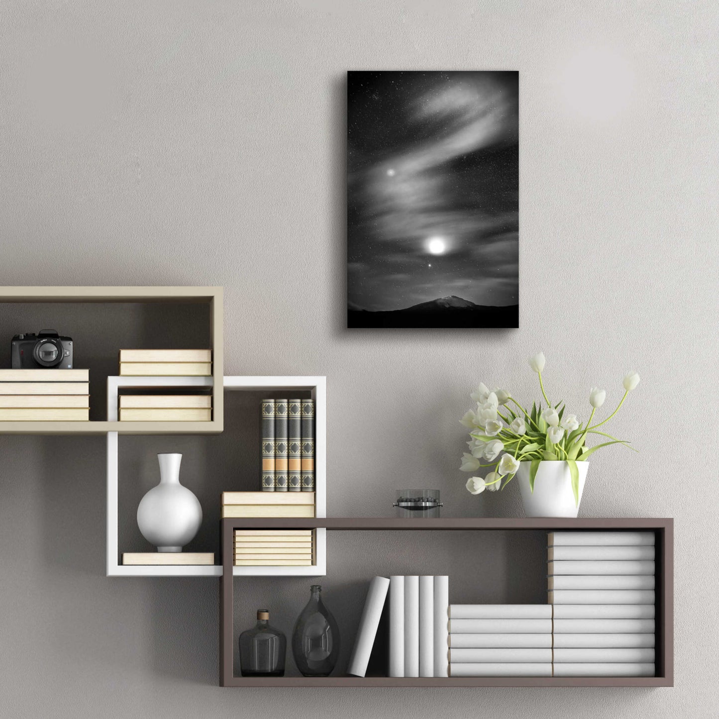 Epic Art 'Diamond Lake Moon Streak B&W' by Thomas Haney, Acrylic Glass Wall Art,16x24