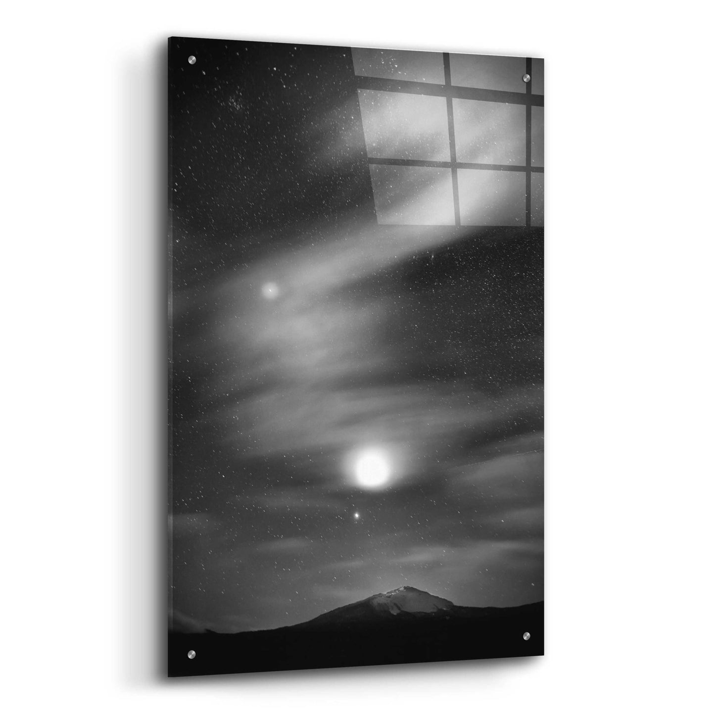 Epic Art 'Diamond Lake Moon Streak B&W' by Thomas Haney, Acrylic Glass Wall Art,24x36