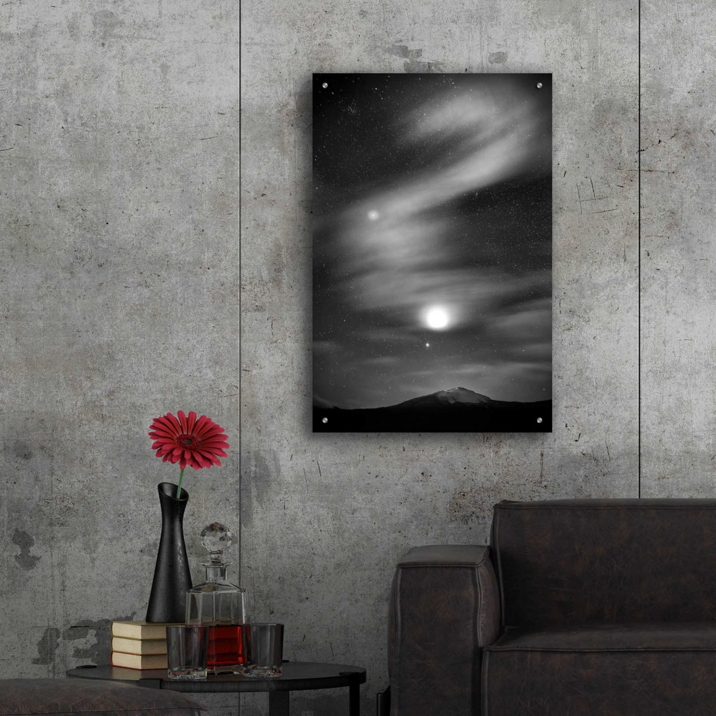 Epic Art 'Diamond Lake Moon Streak B&W' by Thomas Haney, Acrylic Glass Wall Art,24x36