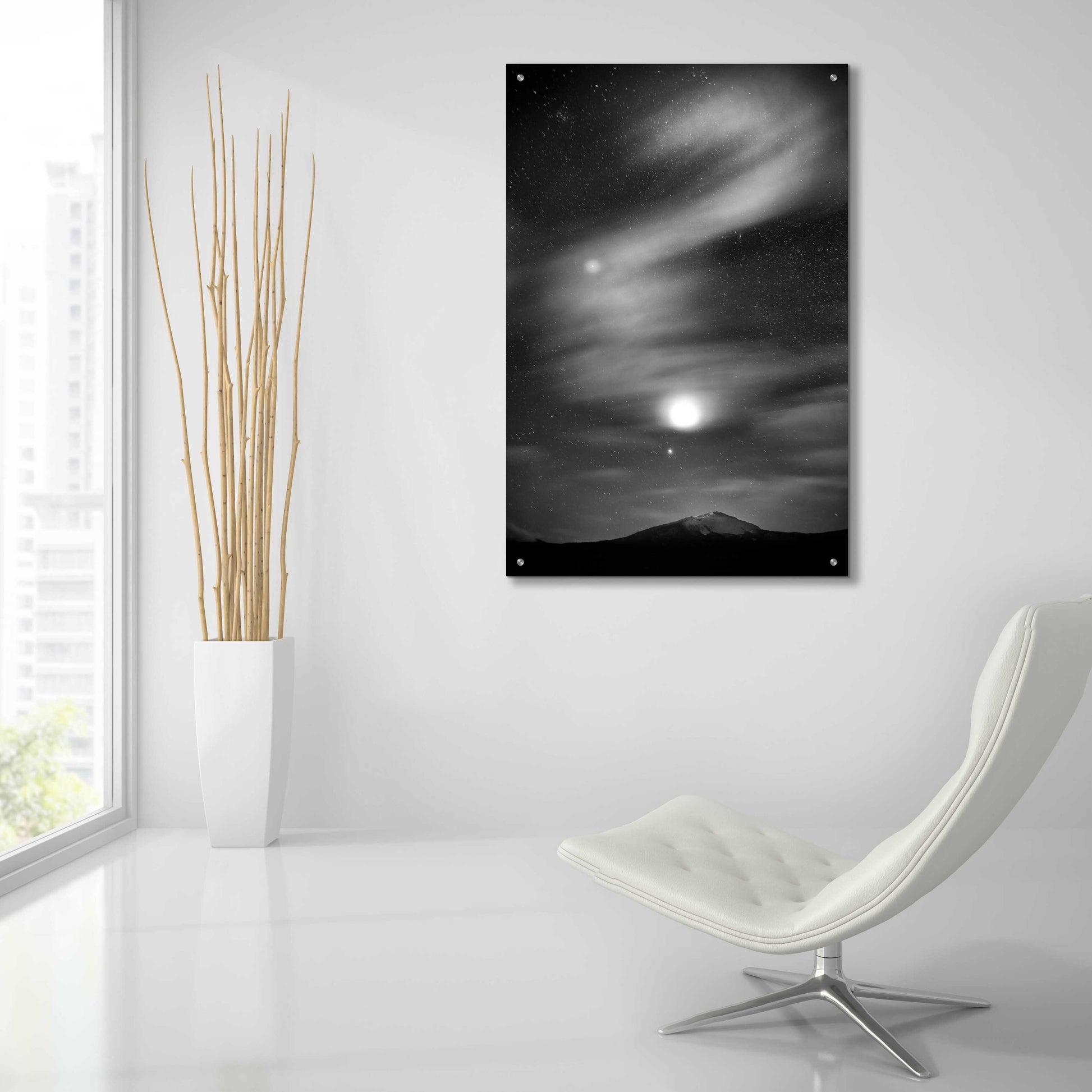 Epic Art 'Diamond Lake Moon Streak B&W' by Thomas Haney, Acrylic Glass Wall Art,24x36