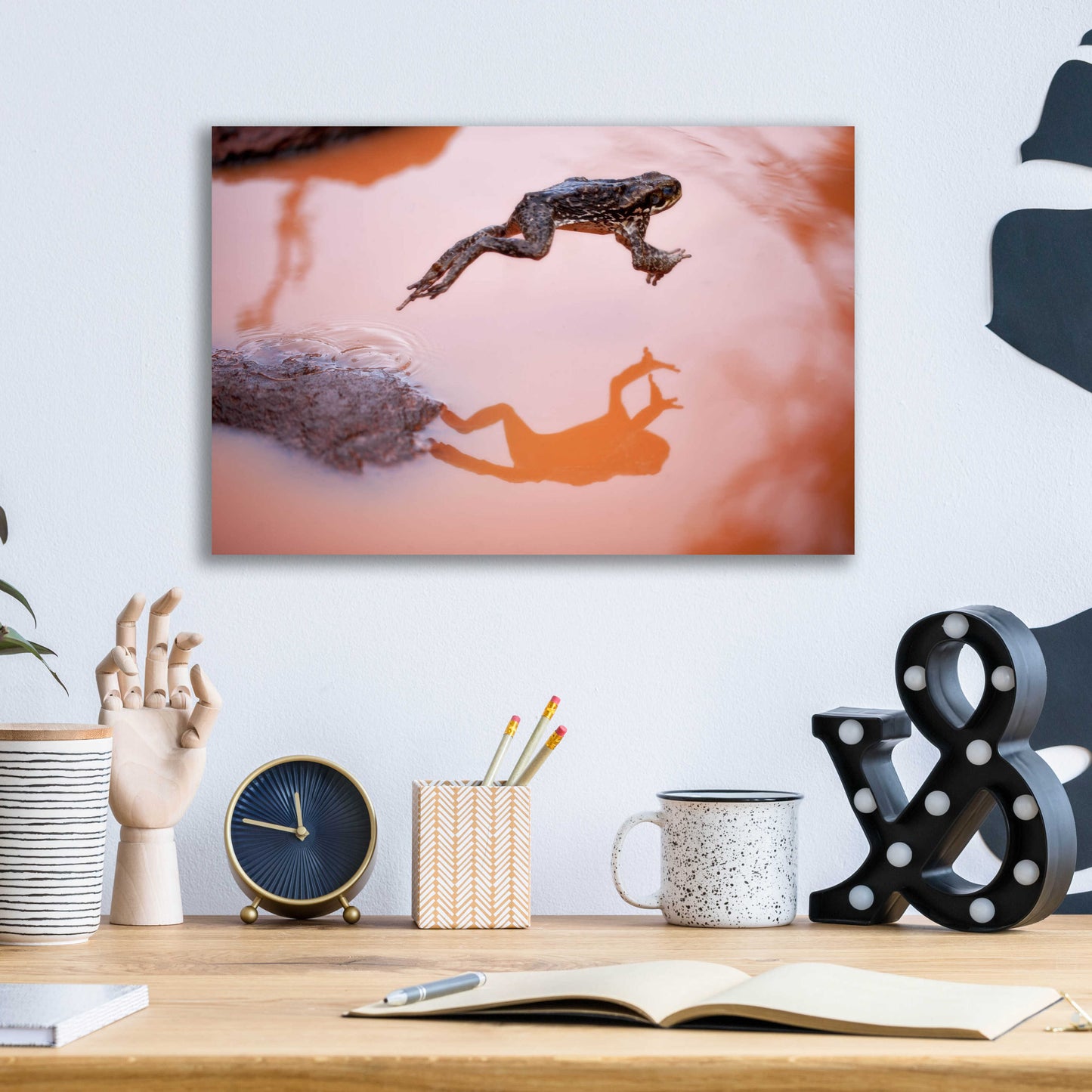 Epic Art 'Frog Jump 3' by Thomas Haney, Acrylic Glass Wall Art,16x12