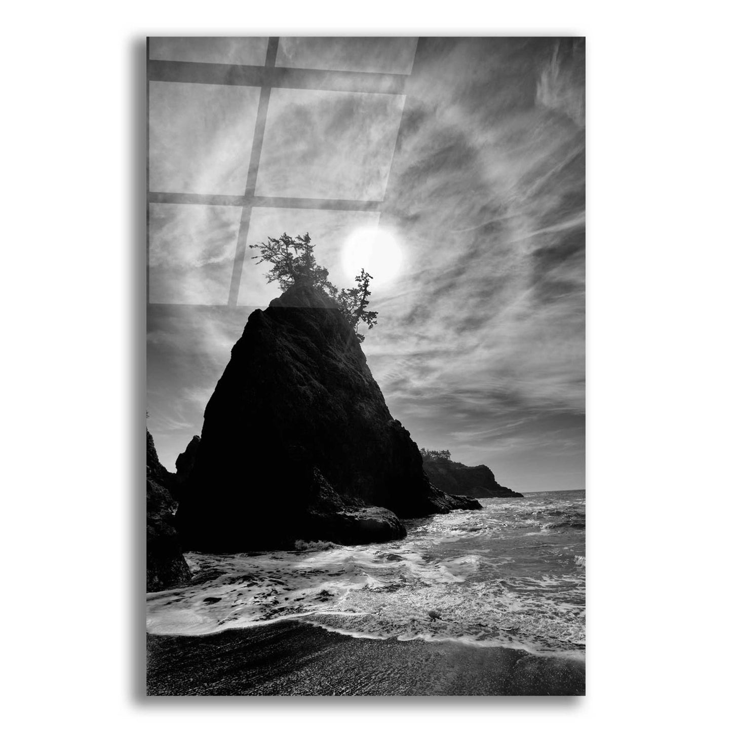 Epic Art 'Sun Halo 2 Proc B&W' by Thomas Haney, Acrylic Glass Wall Art,16x24