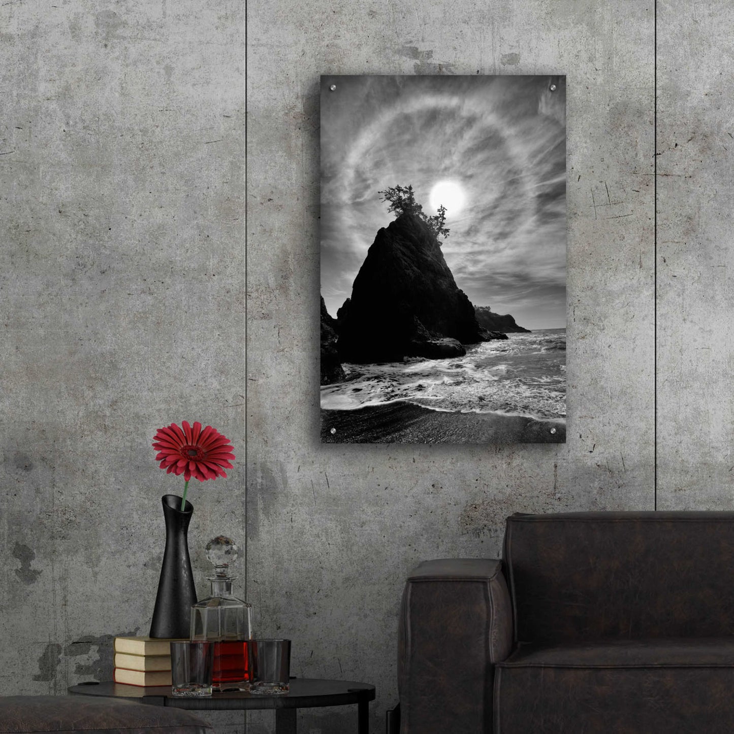 Epic Art 'Sun Halo 2 Proc B&W' by Thomas Haney, Acrylic Glass Wall Art,24x36