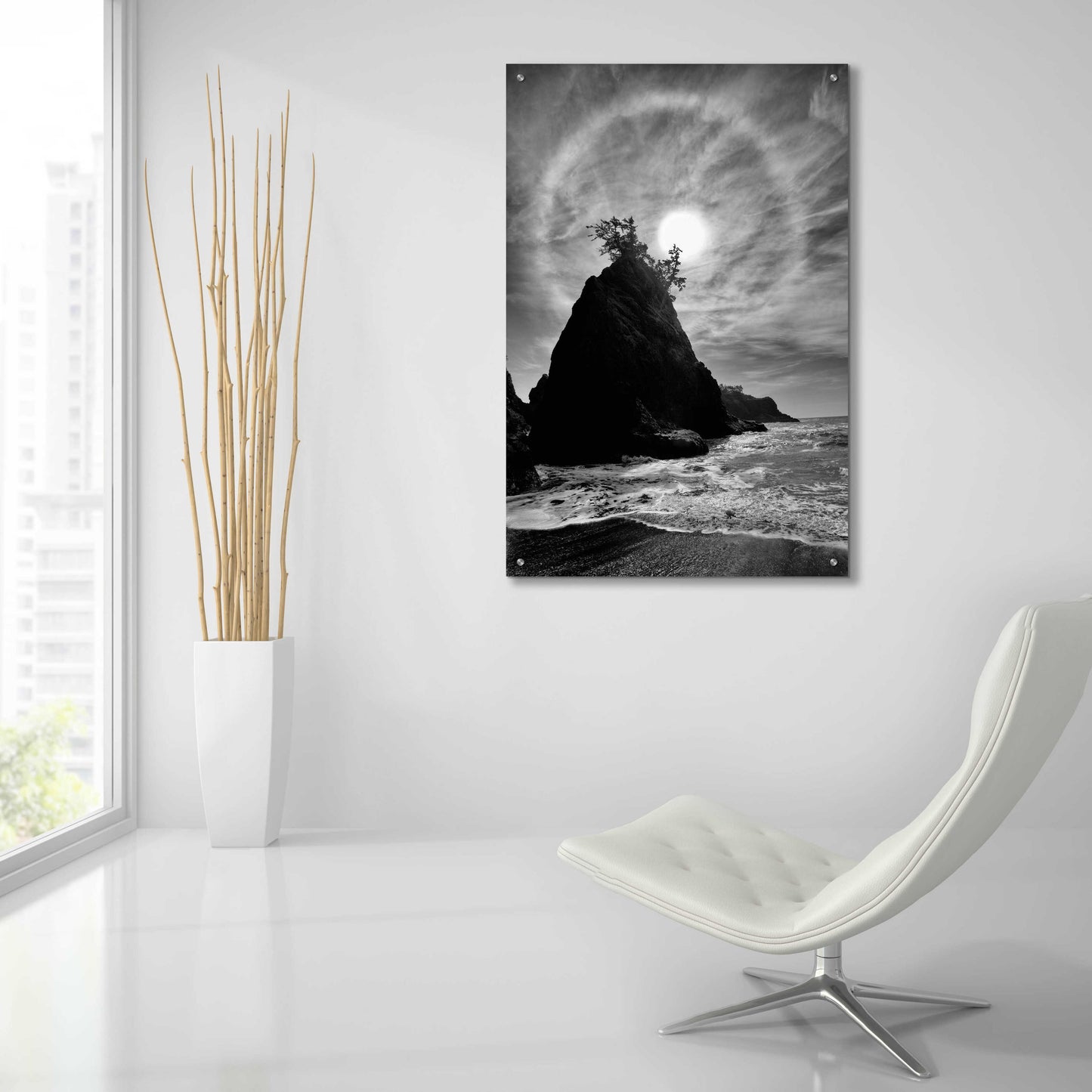 Epic Art 'Sun Halo 2 Proc B&W' by Thomas Haney, Acrylic Glass Wall Art,24x36