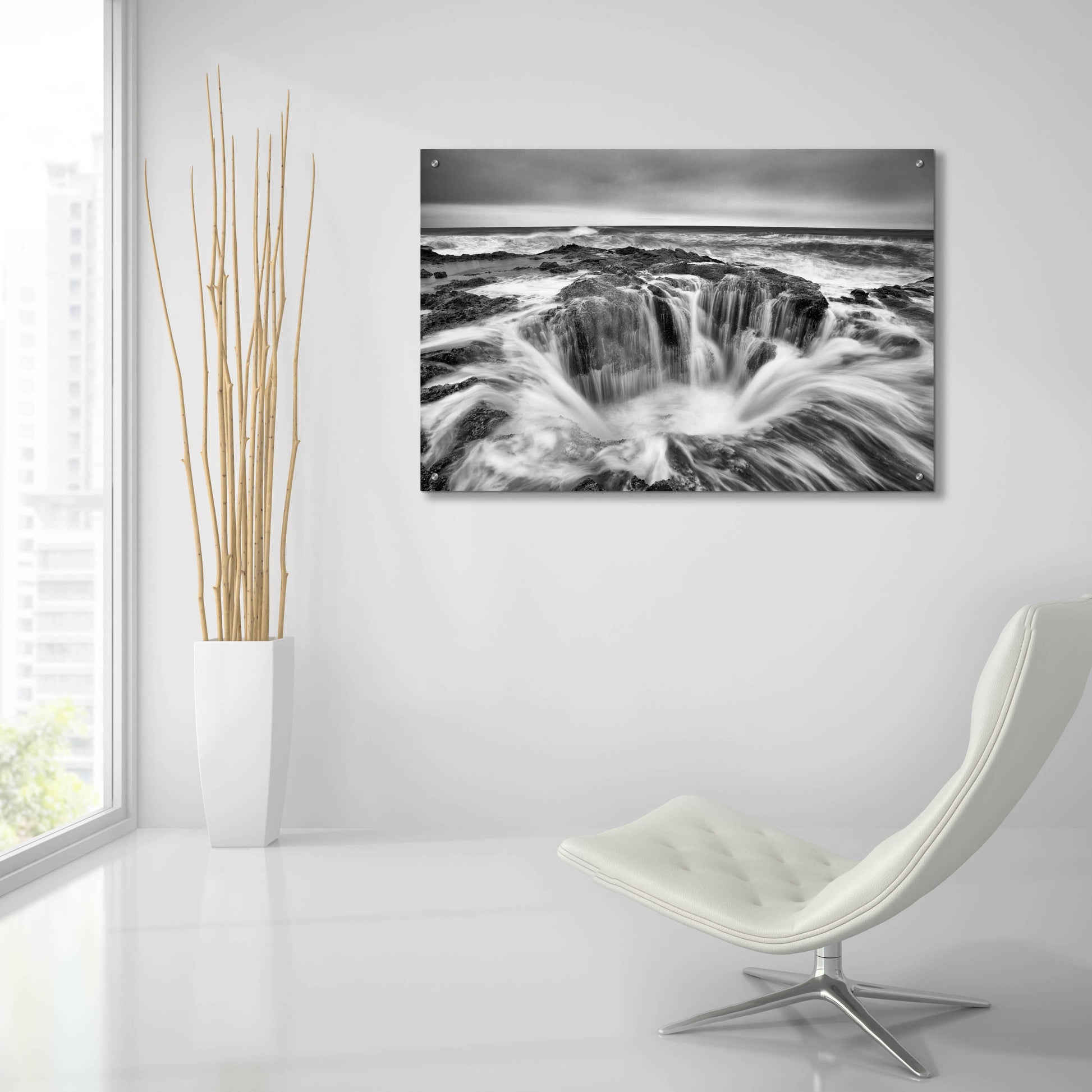 Epic Art 'Thors Well B&W' by Thomas Haney, Acrylic Glass Wall Art,36x24