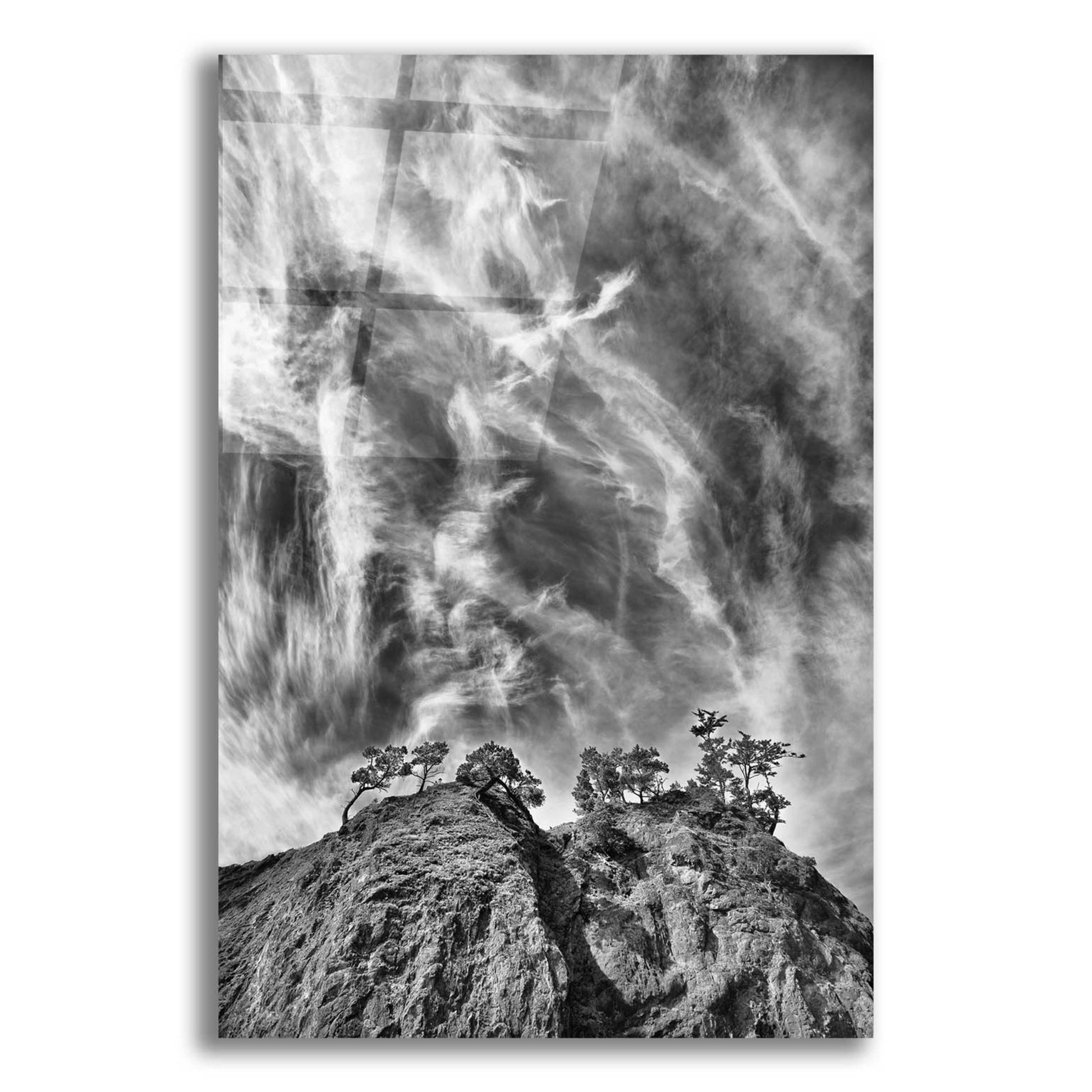 Epic Art 'Tree Island Clouds B&W Pushed' by Thomas Haney, Acrylic Glass Wall Art,12x16