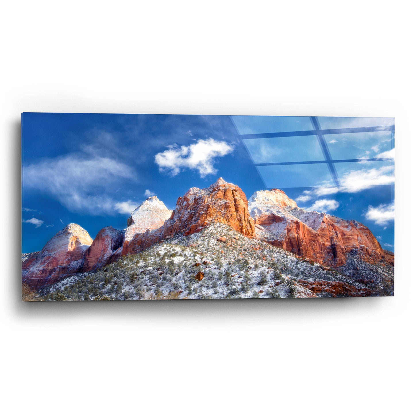 Epic Art 'Zion Mountain Clouds' by Thomas Haney, Acrylic Glass Wall Art,24x12