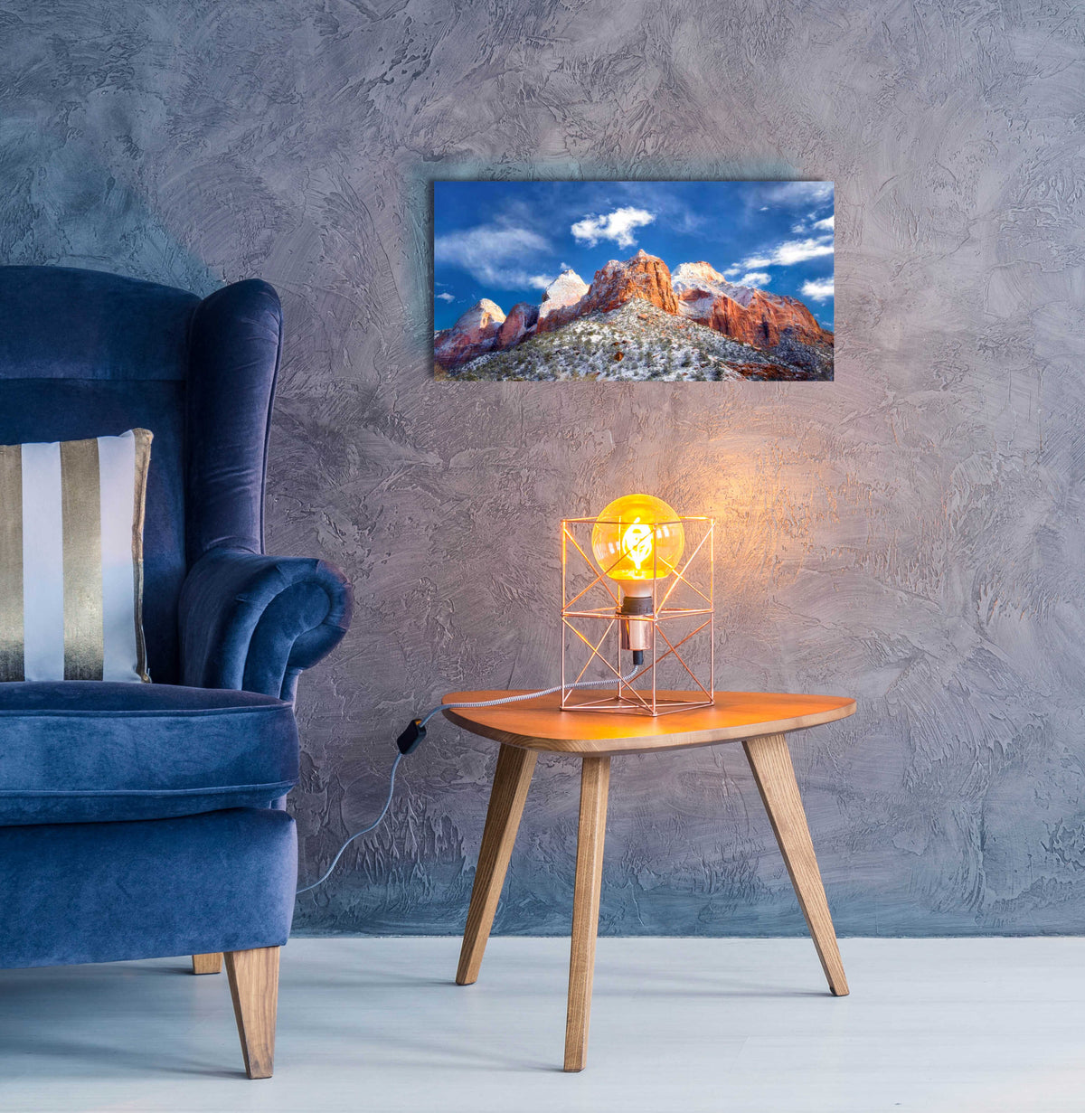Epic Art 'Zion Mountain Clouds' by Thomas Haney, Acrylic Glass Wall Art,24x12