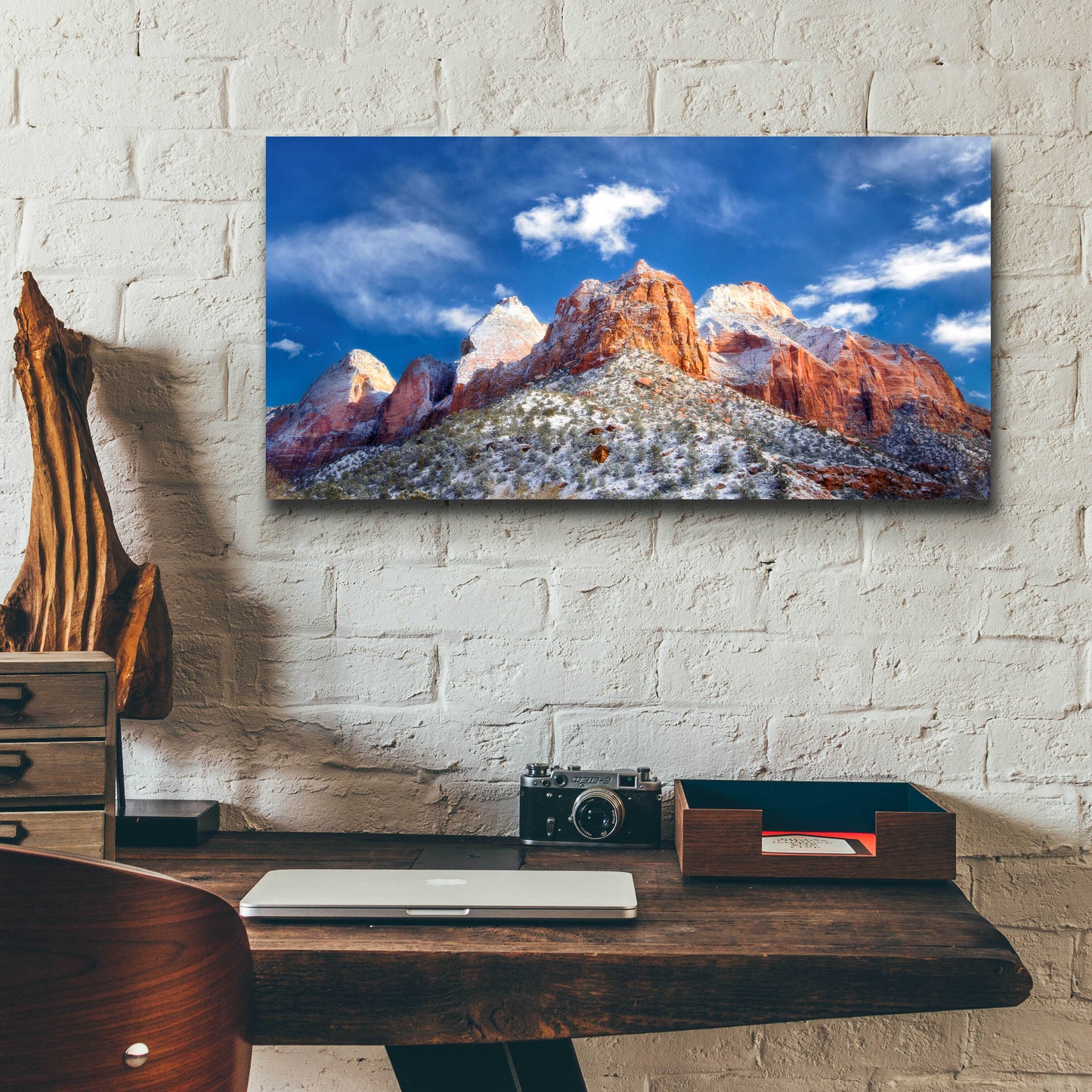 Epic Art 'Zion Mountain Clouds' by Thomas Haney, Acrylic Glass Wall Art,24x12