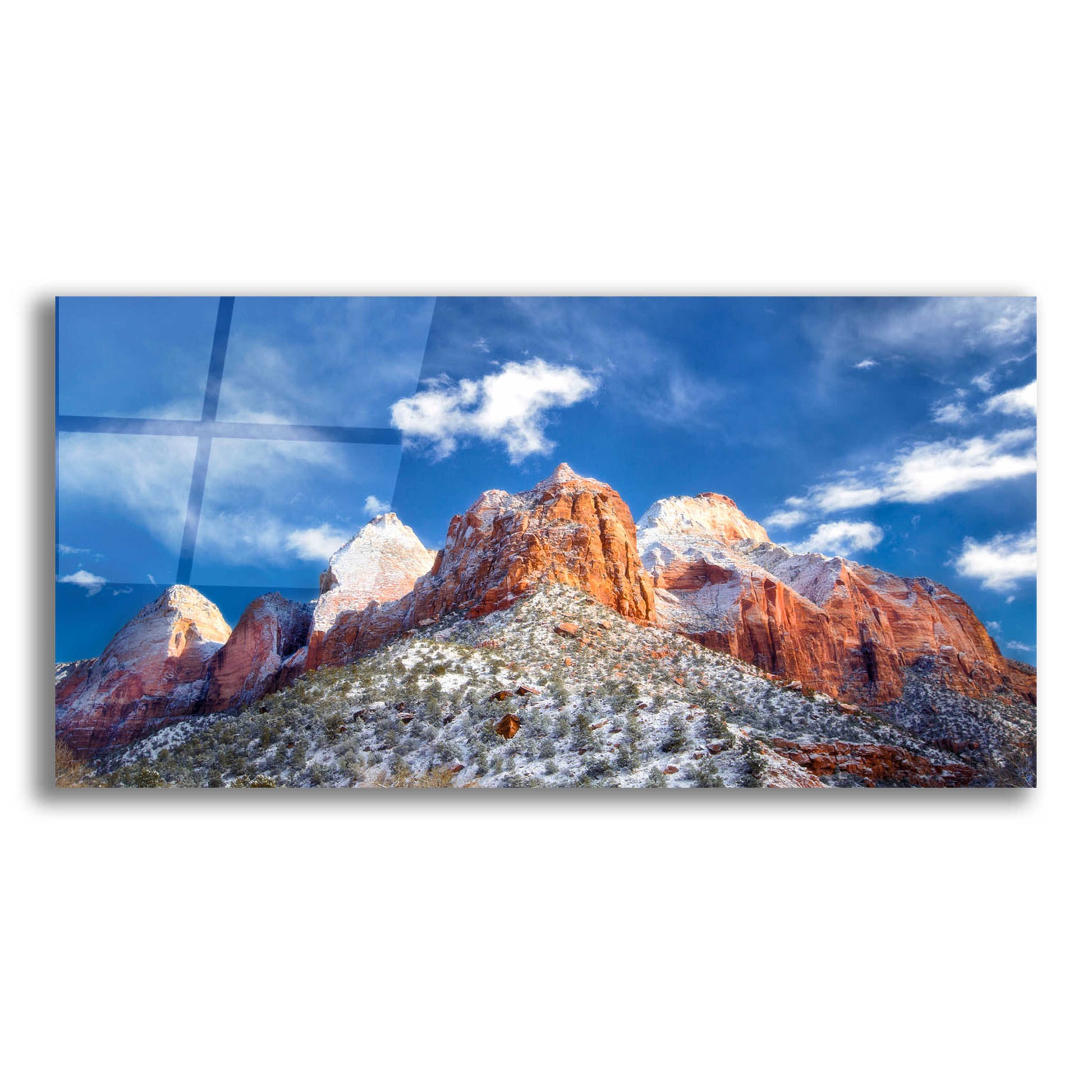 Epic Art 'Zion Mountain Clouds' by Thomas Haney, Acrylic Glass Wall Art,24x12