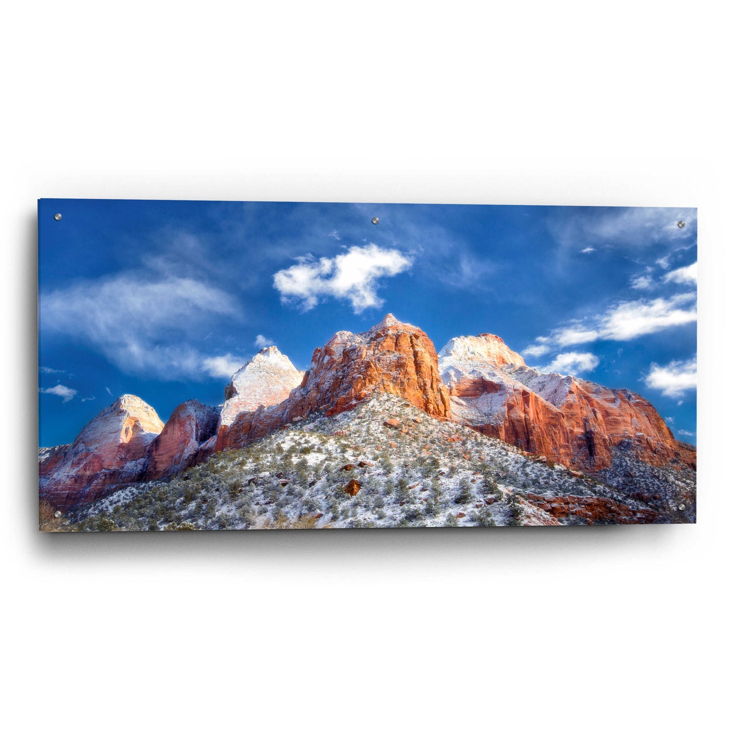 Epic Art 'Zion Mountain Clouds' by Thomas Haney, Acrylic Glass Wall Art,48x24