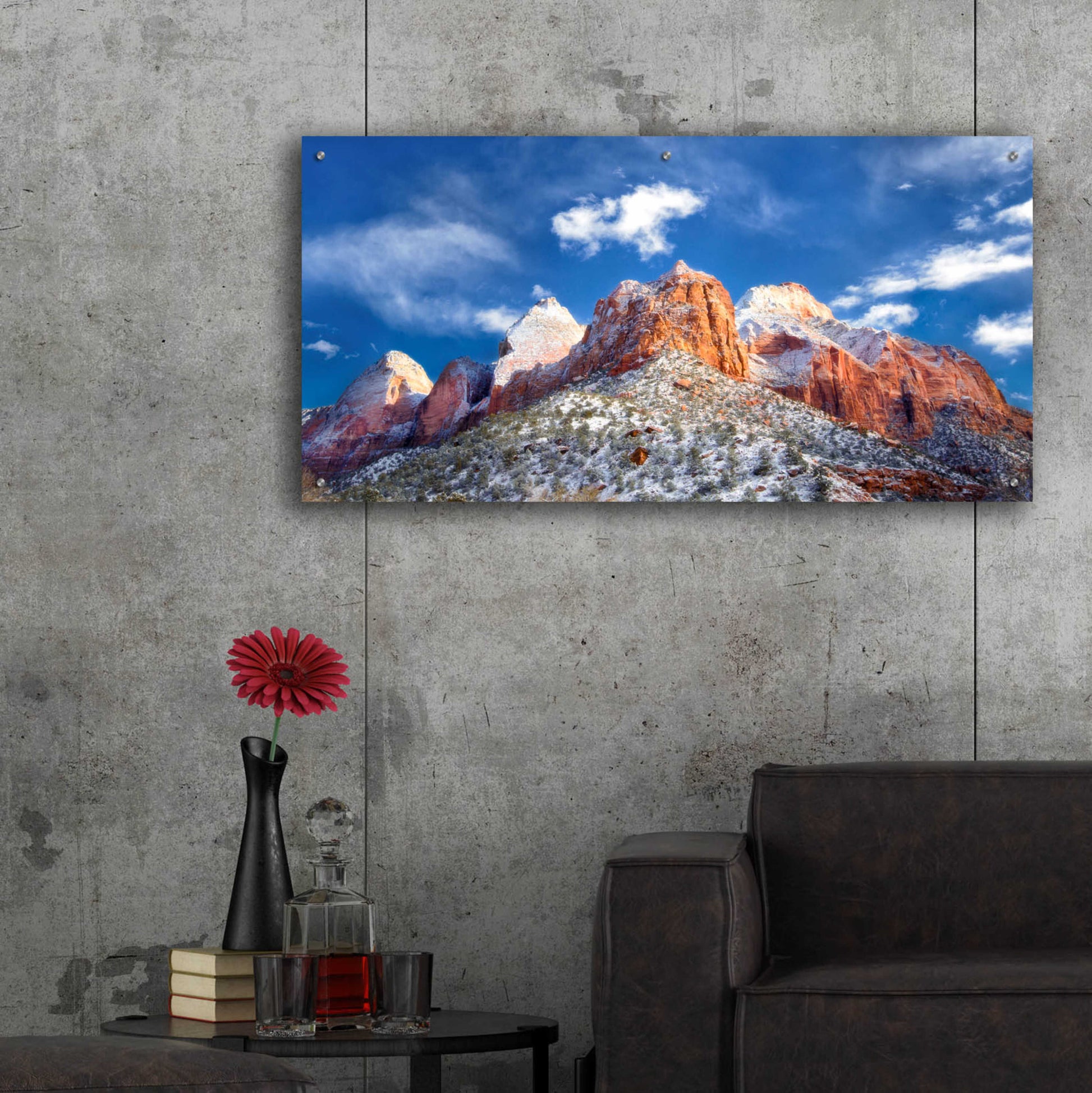 Epic Art 'Zion Mountain Clouds' by Thomas Haney, Acrylic Glass Wall Art,48x24