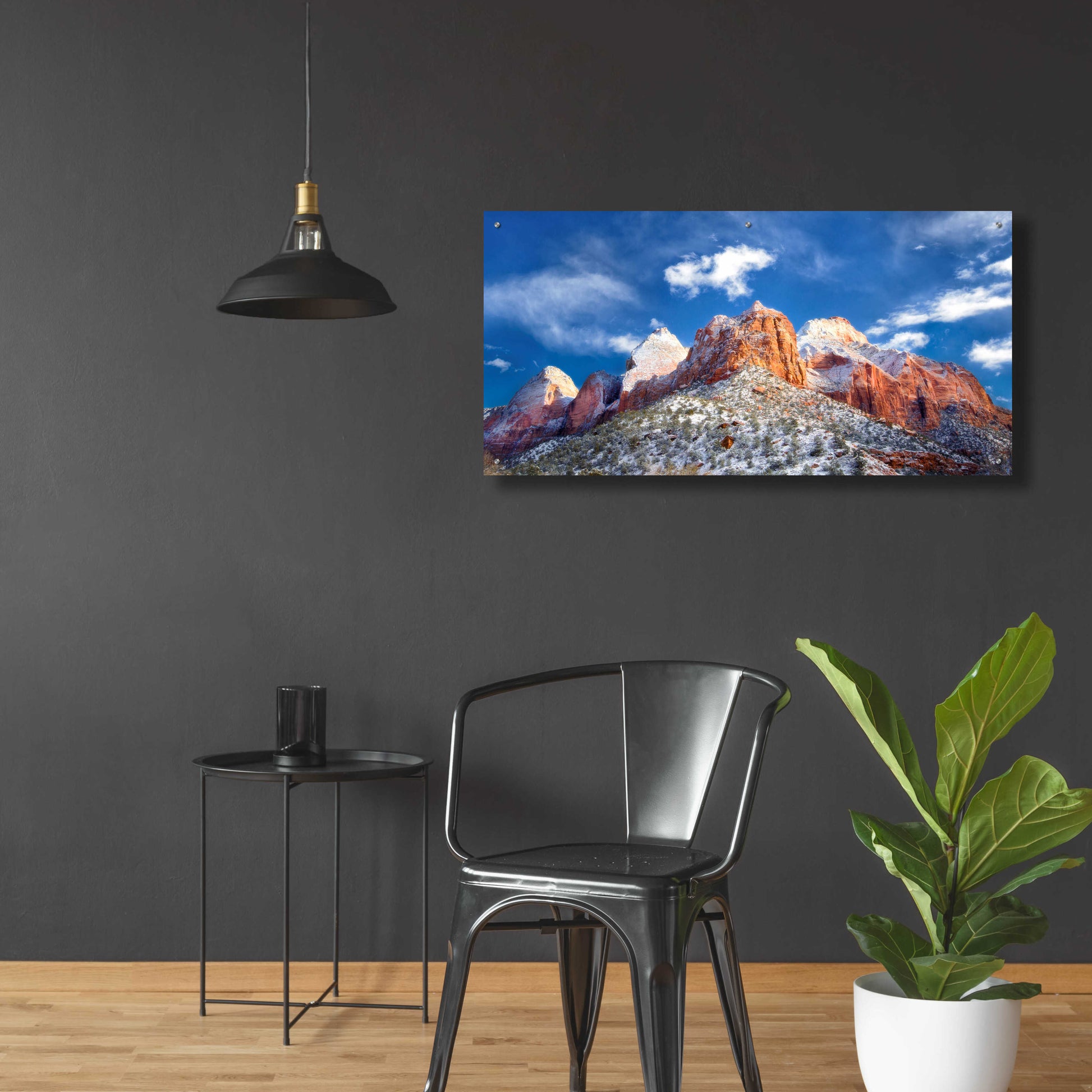 Epic Art 'Zion Mountain Clouds' by Thomas Haney, Acrylic Glass Wall Art,48x24