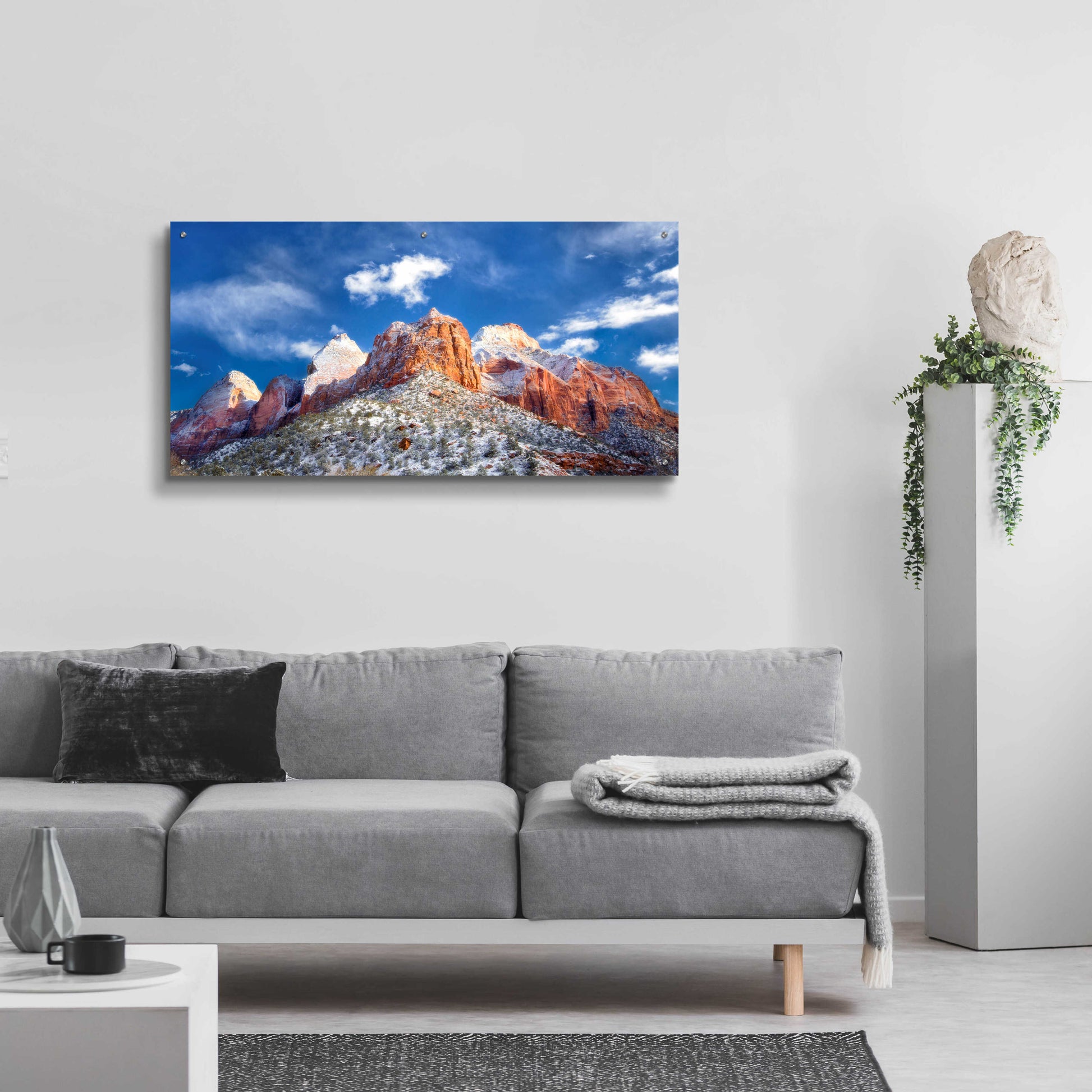 Epic Art 'Zion Mountain Clouds' by Thomas Haney, Acrylic Glass Wall Art,48x24