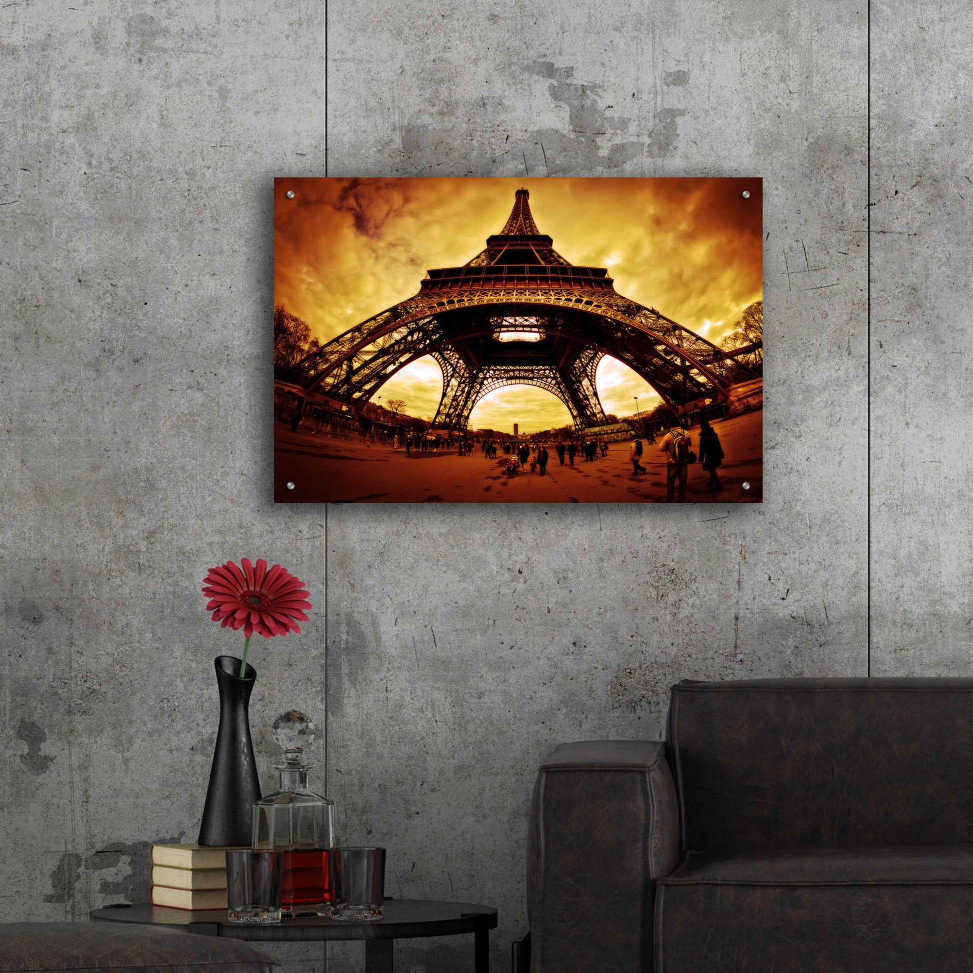 Epic Art 'Eiffel Apocalypse Color' by Sebastien Lory, Acrylic Glass Wall Art,36x24