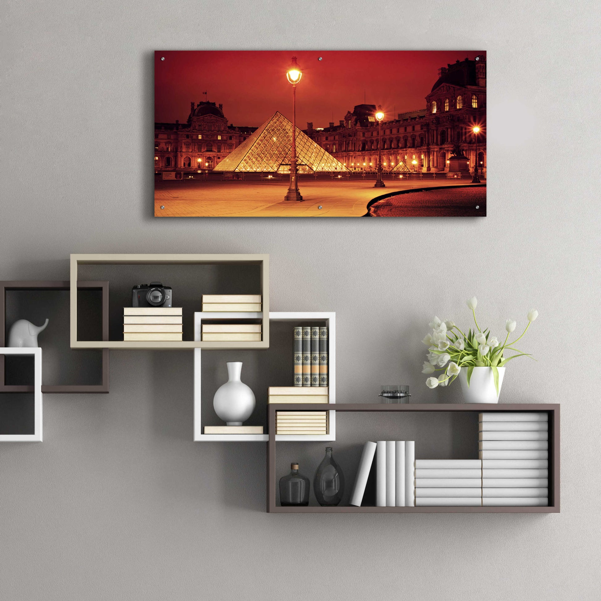 Epic Art 'Louvre' by Sebastien Lory, Acrylic Glass Wall Art,48x24