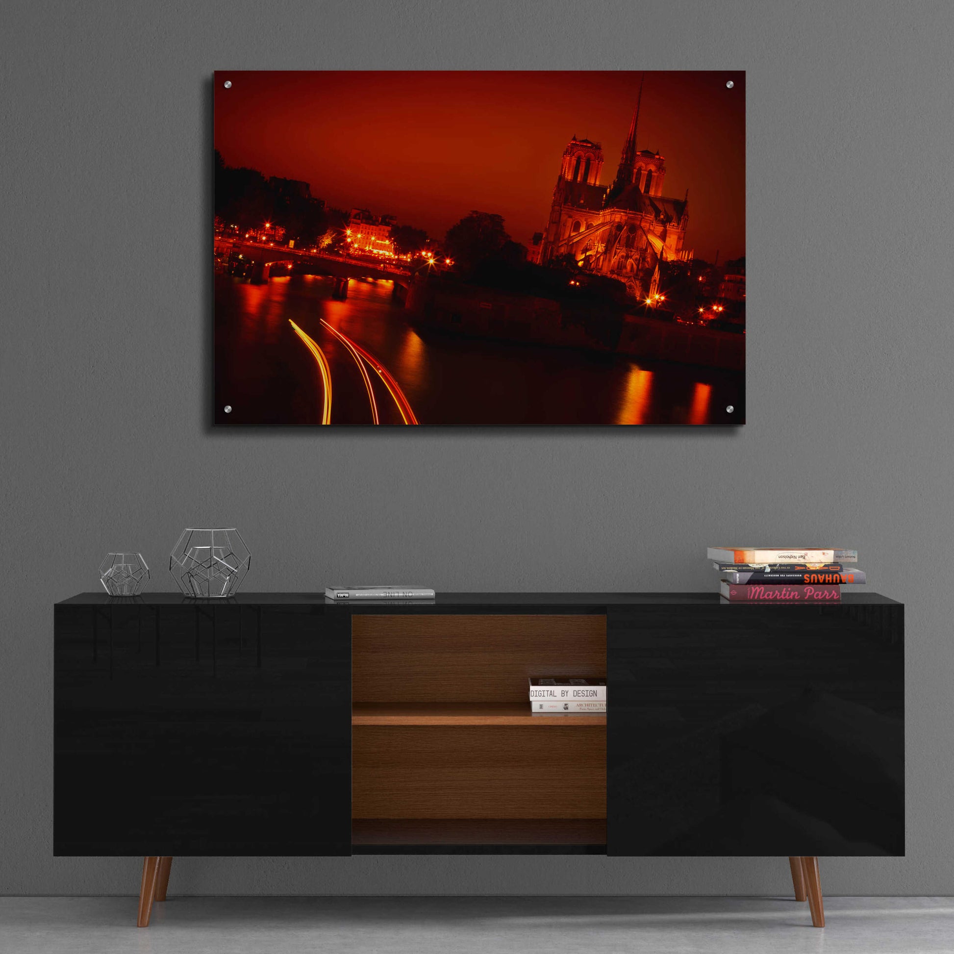 Epic Art 'Red Night' by Sebastien Lory, Acrylic Glass Wall Art,36x24