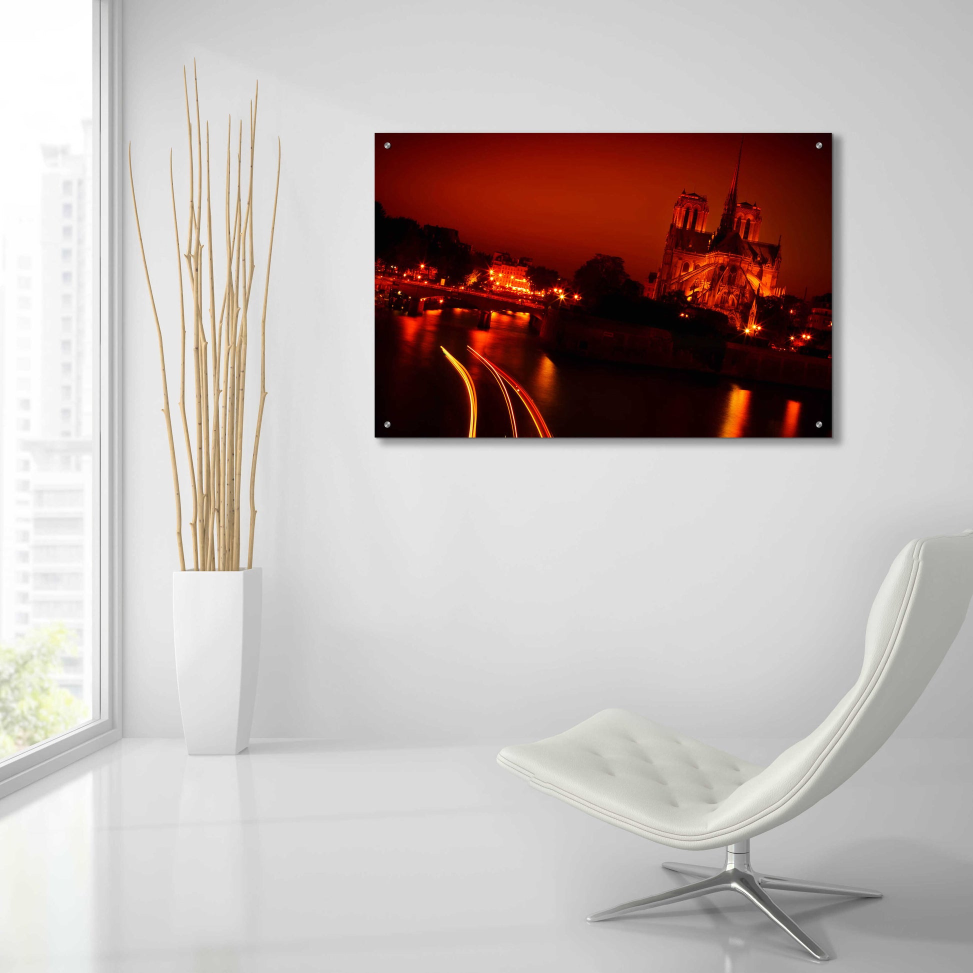 Epic Art 'Red Night' by Sebastien Lory, Acrylic Glass Wall Art,36x24