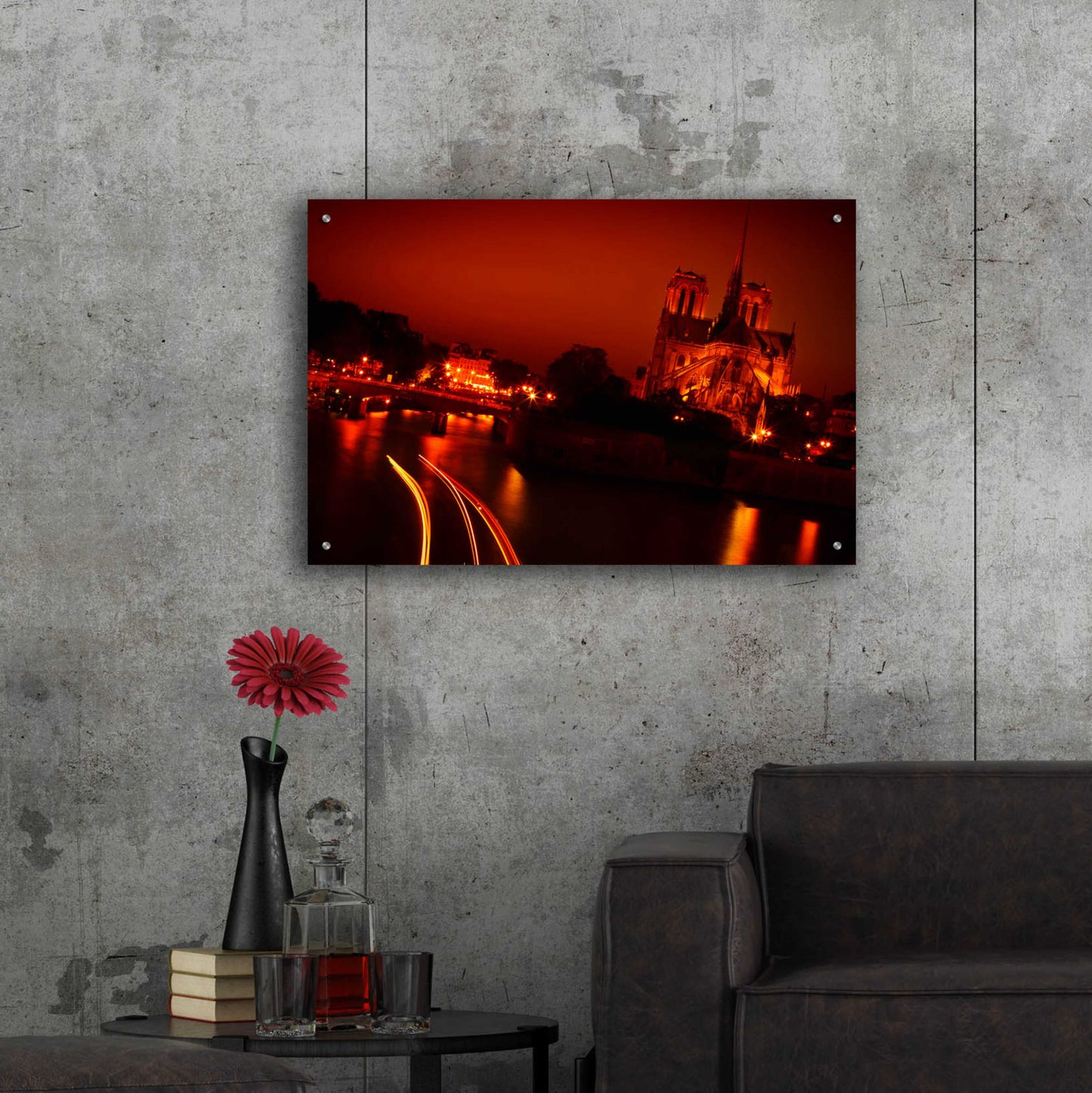 Epic Art 'Red Night' by Sebastien Lory, Acrylic Glass Wall Art,36x24