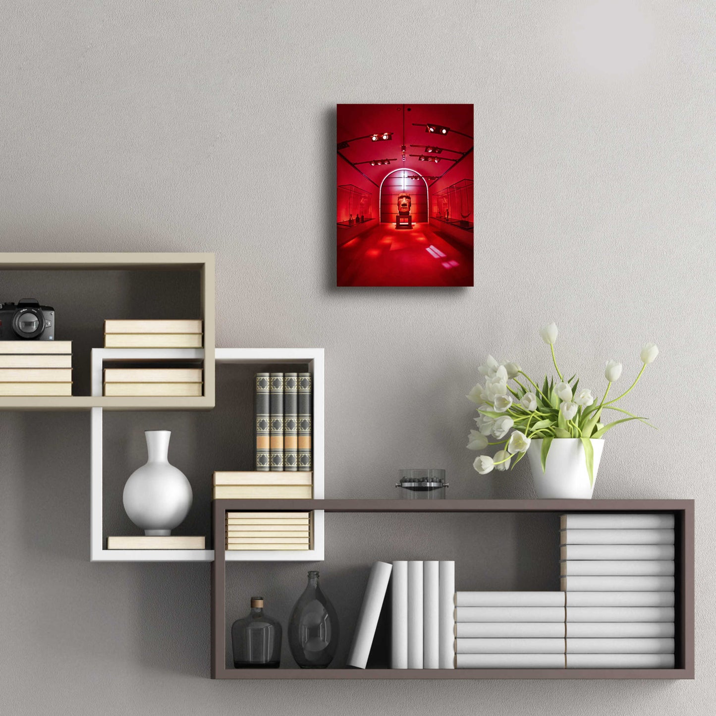 Epic Art 'Red Sculpture' by Sebastien Lory, Acrylic Glass Wall Art,12x16