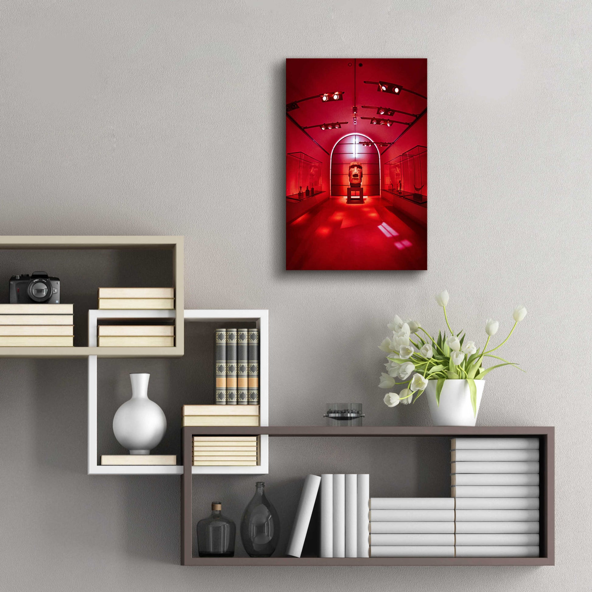 Epic Art 'Red Sculpture' by Sebastien Lory, Acrylic Glass Wall Art,16x24