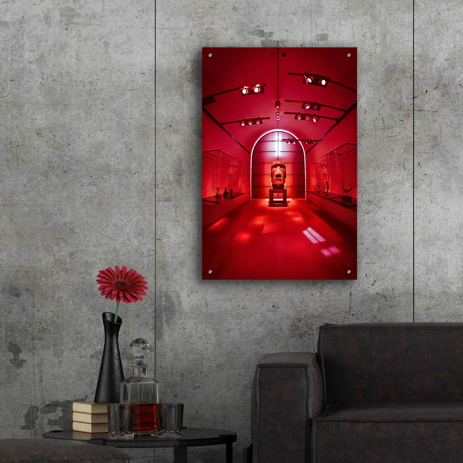 Epic Art 'Red Sculpture' by Sebastien Lory, Acrylic Glass Wall Art,24x36