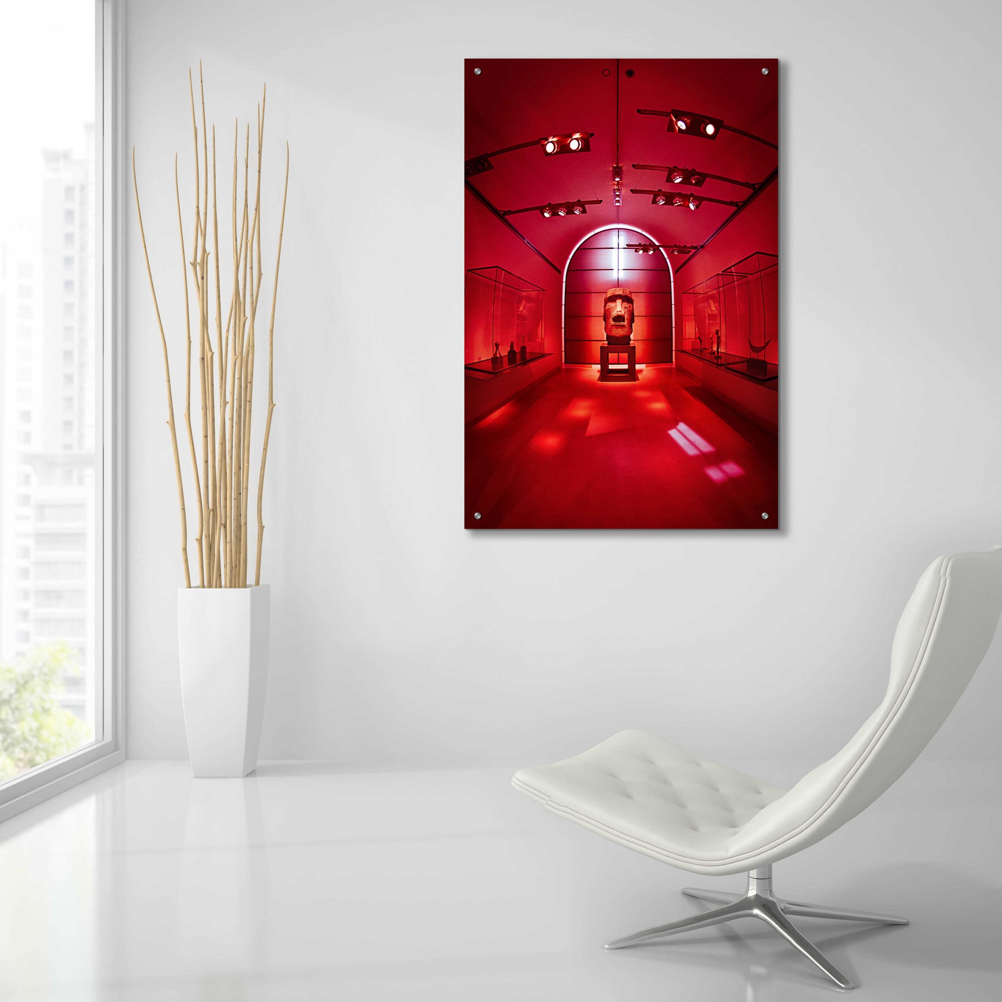 Epic Art 'Red Sculpture' by Sebastien Lory, Acrylic Glass Wall Art,24x36