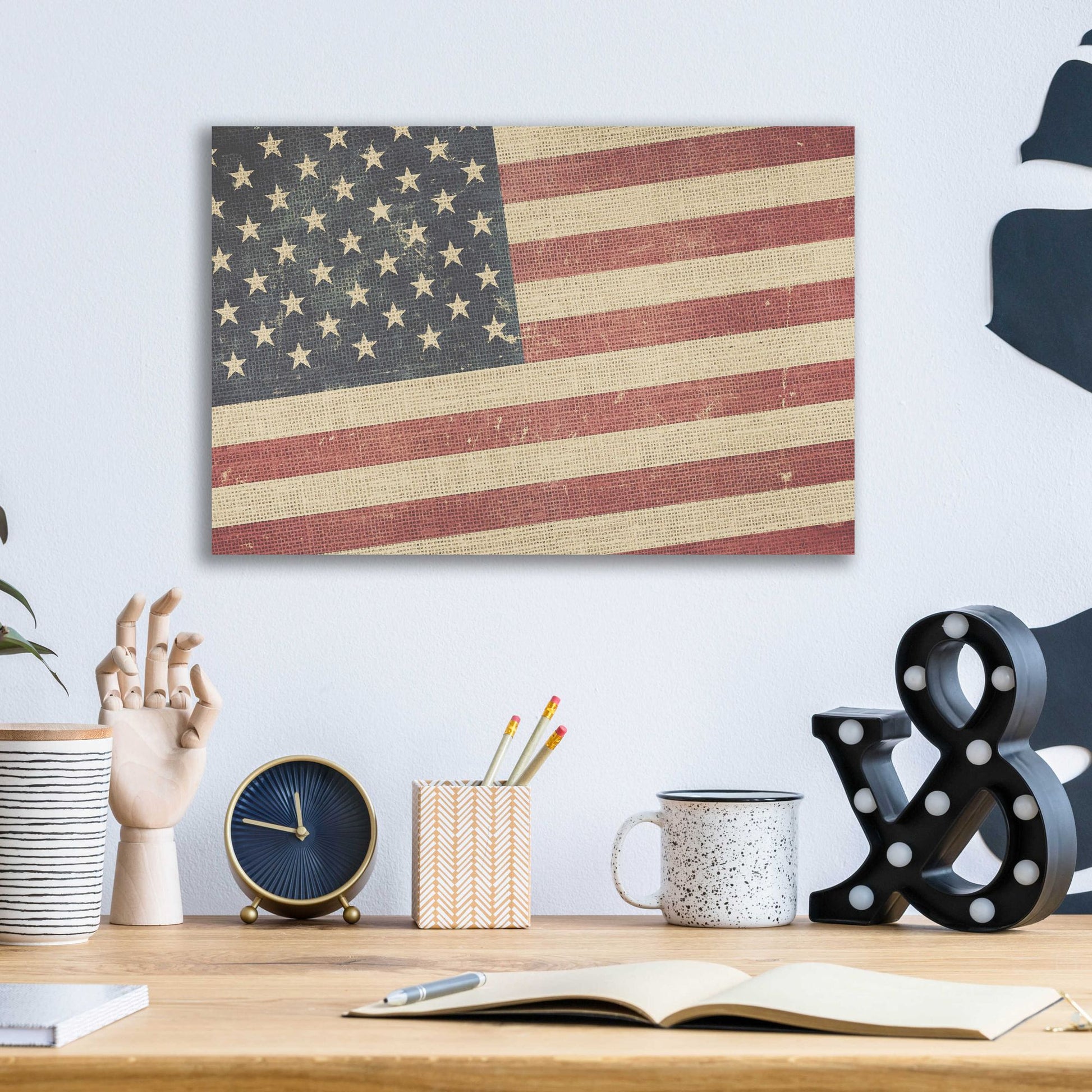 Epic Art 'Vintage American Flag' by Epic Portfolio, Acrylic Glass Wall Art,16x12