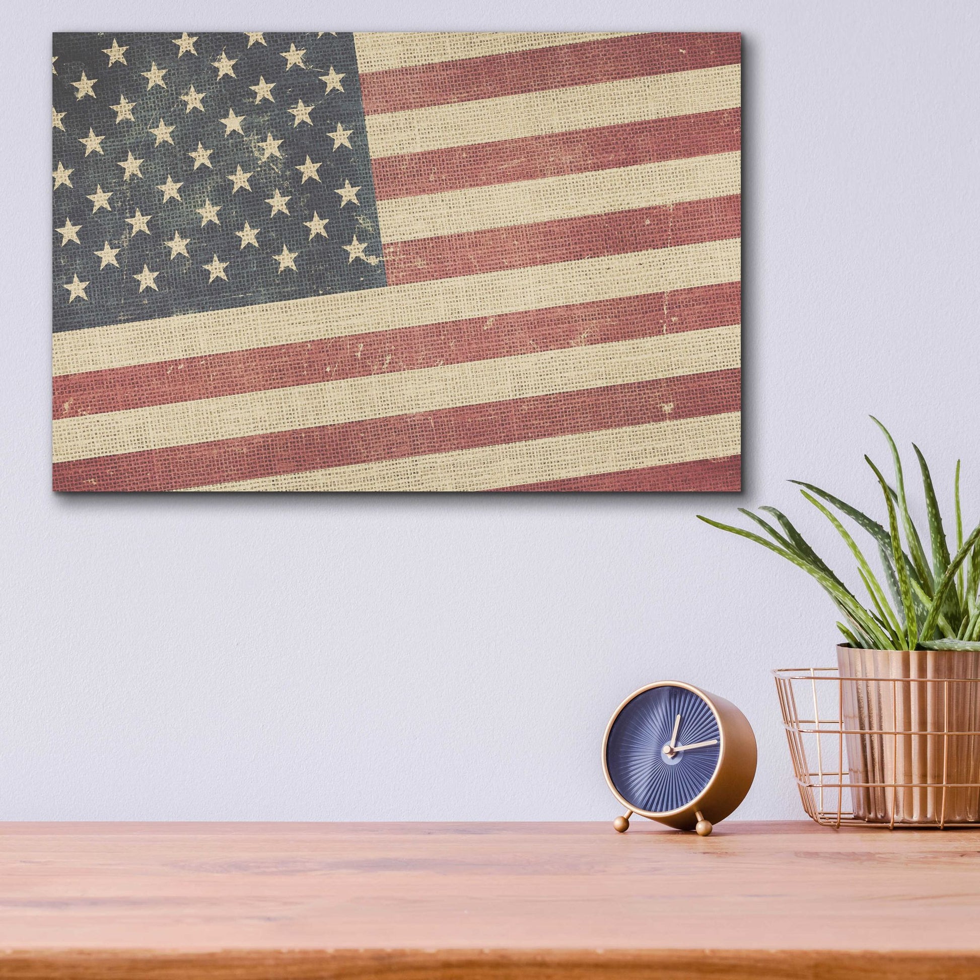 Epic Art 'Vintage American Flag' by Epic Portfolio, Acrylic Glass Wall Art,16x12