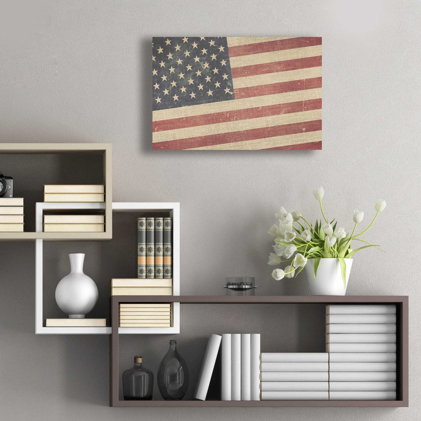 Epic Art 'Vintage American Flag' by Epic Portfolio, Acrylic Glass Wall Art,24x16