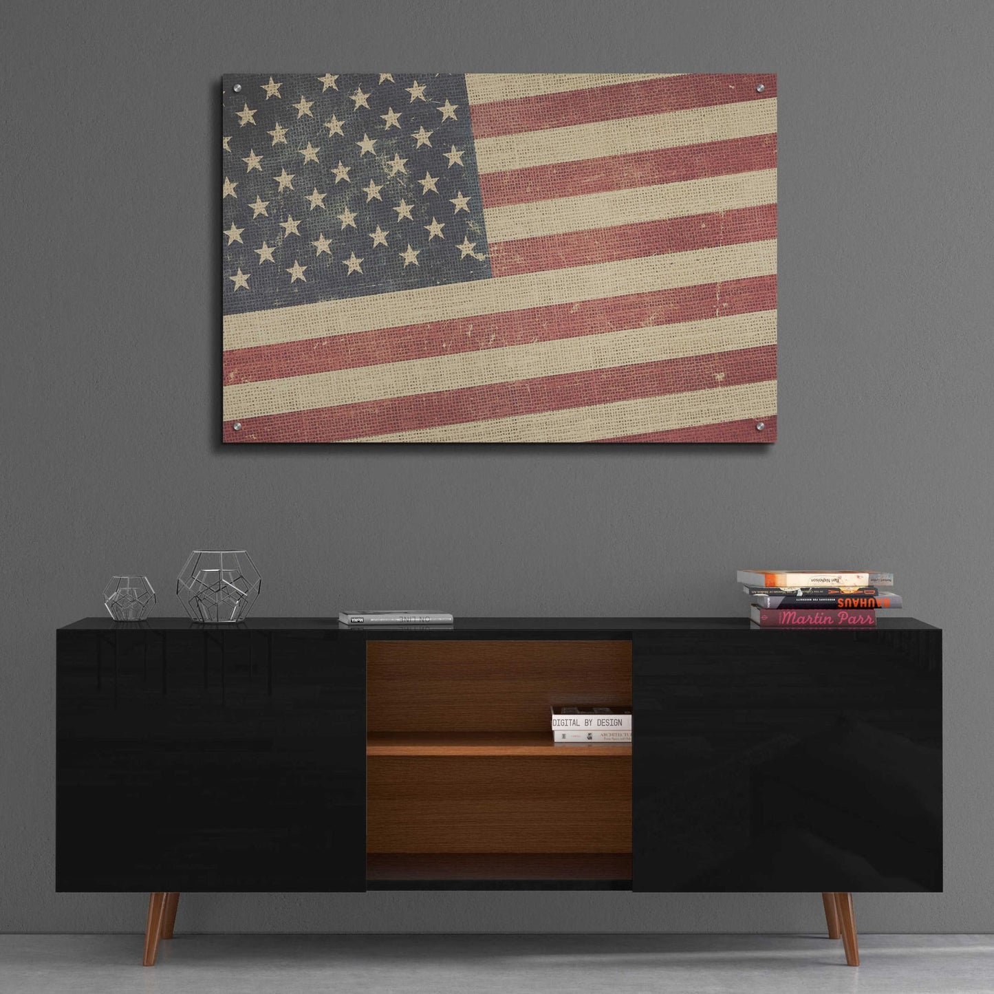 Epic Art 'Vintage American Flag' by Epic Portfolio, Acrylic Glass Wall Art,36x24