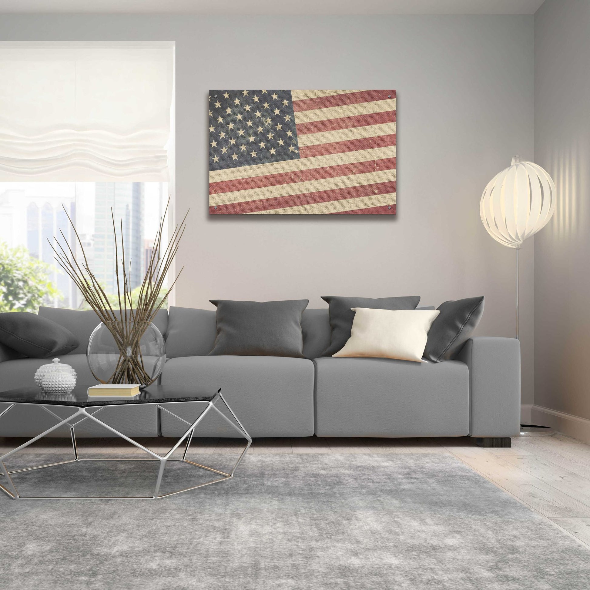 Epic Art 'Vintage American Flag' by Epic Portfolio, Acrylic Glass Wall Art,36x24