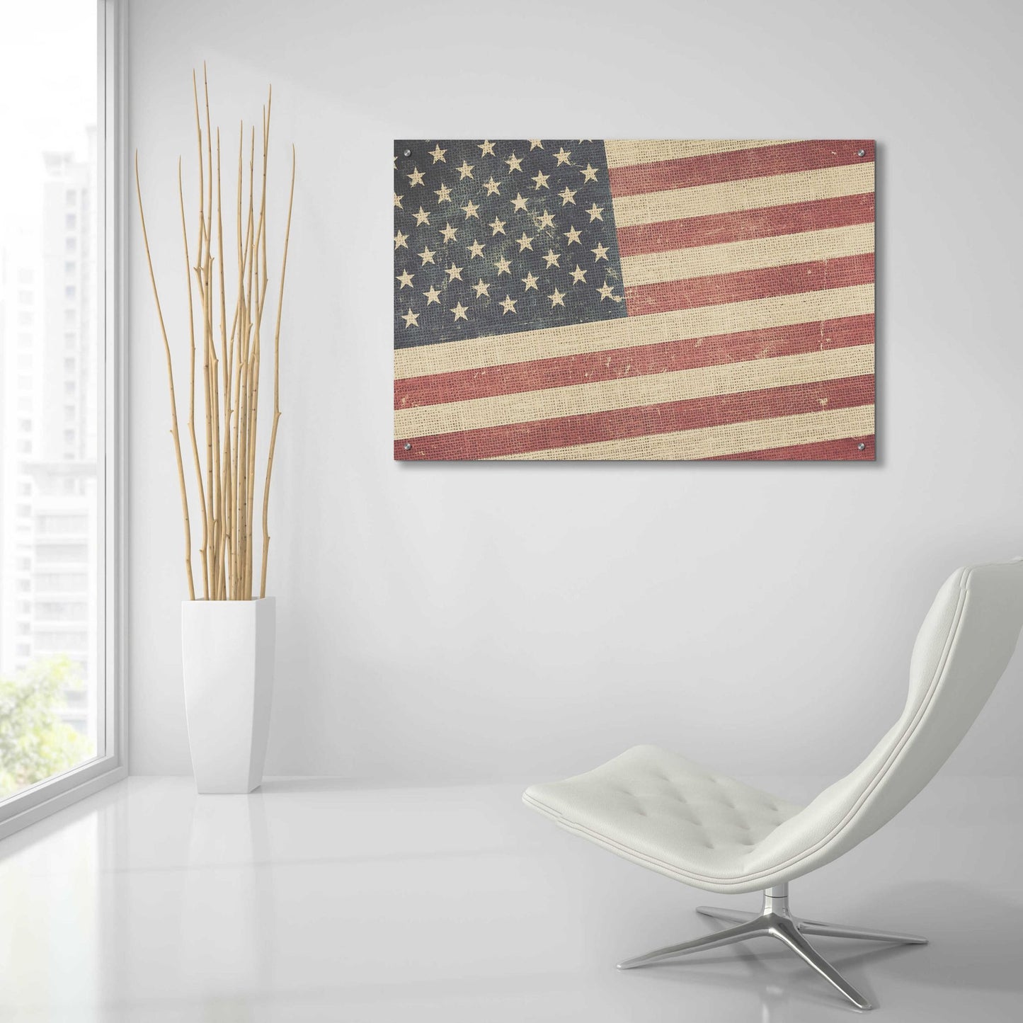 Epic Art 'Vintage American Flag' by Epic Portfolio, Acrylic Glass Wall Art,36x24