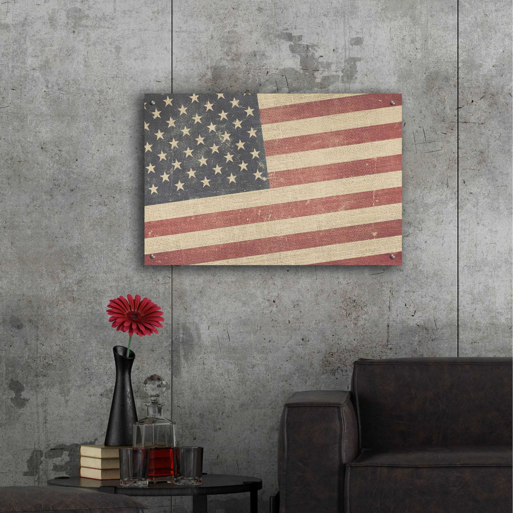 Epic Art 'Vintage American Flag' by Epic Portfolio, Acrylic Glass Wall Art,36x24