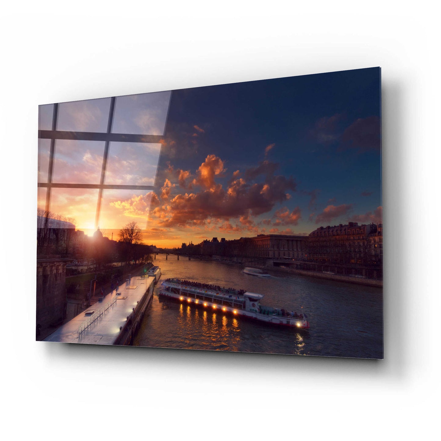 Epic Art 'Bateaux Mouches Sunset' by Sebastien Lory, Acrylic Glass Wall Art,24x16