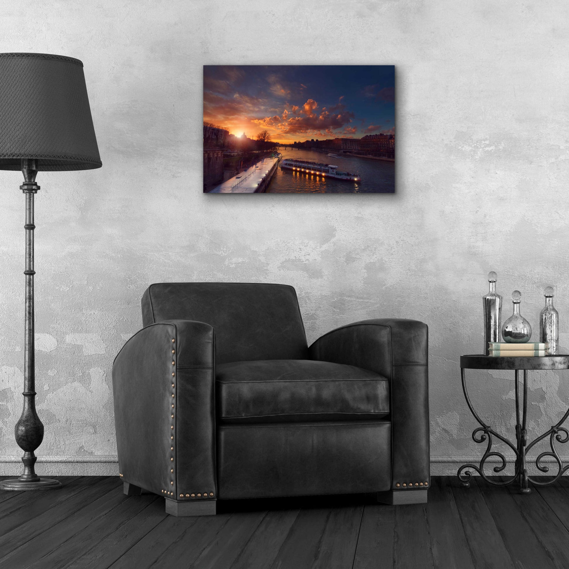 Epic Art 'Bateaux Mouches Sunset' by Sebastien Lory, Acrylic Glass Wall Art,24x16