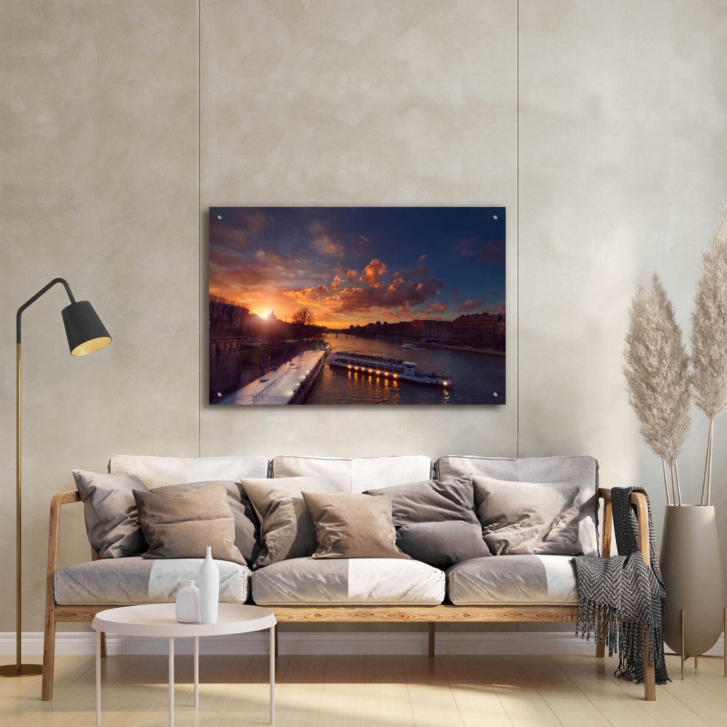 Epic Art 'Bateaux Mouches Sunset' by Sebastien Lory, Acrylic Glass Wall Art,36x24