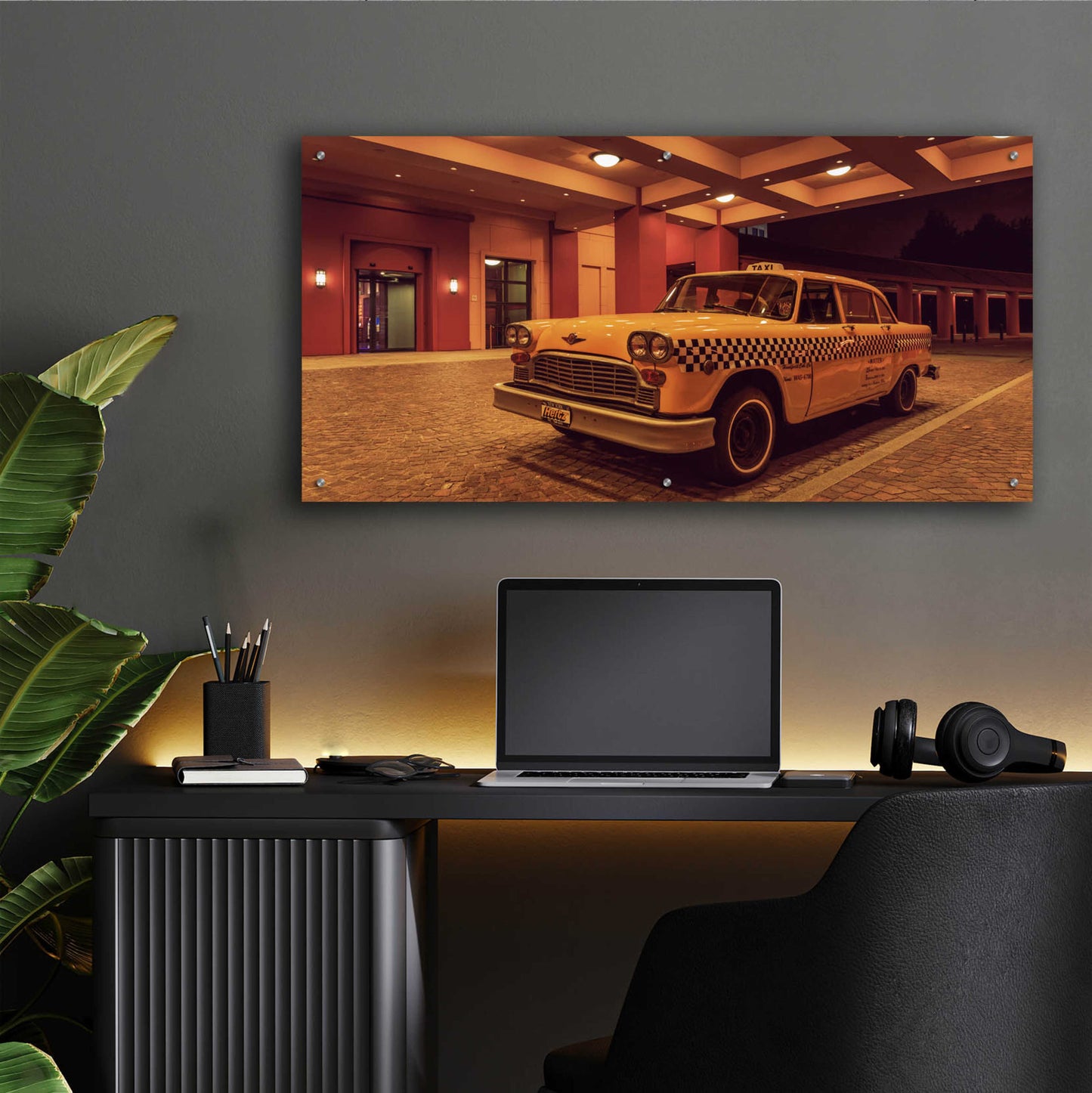 Epic Art 'Disney 2 Taxi' by Sebastien Lory, Acrylic Glass Wall Art,48x24