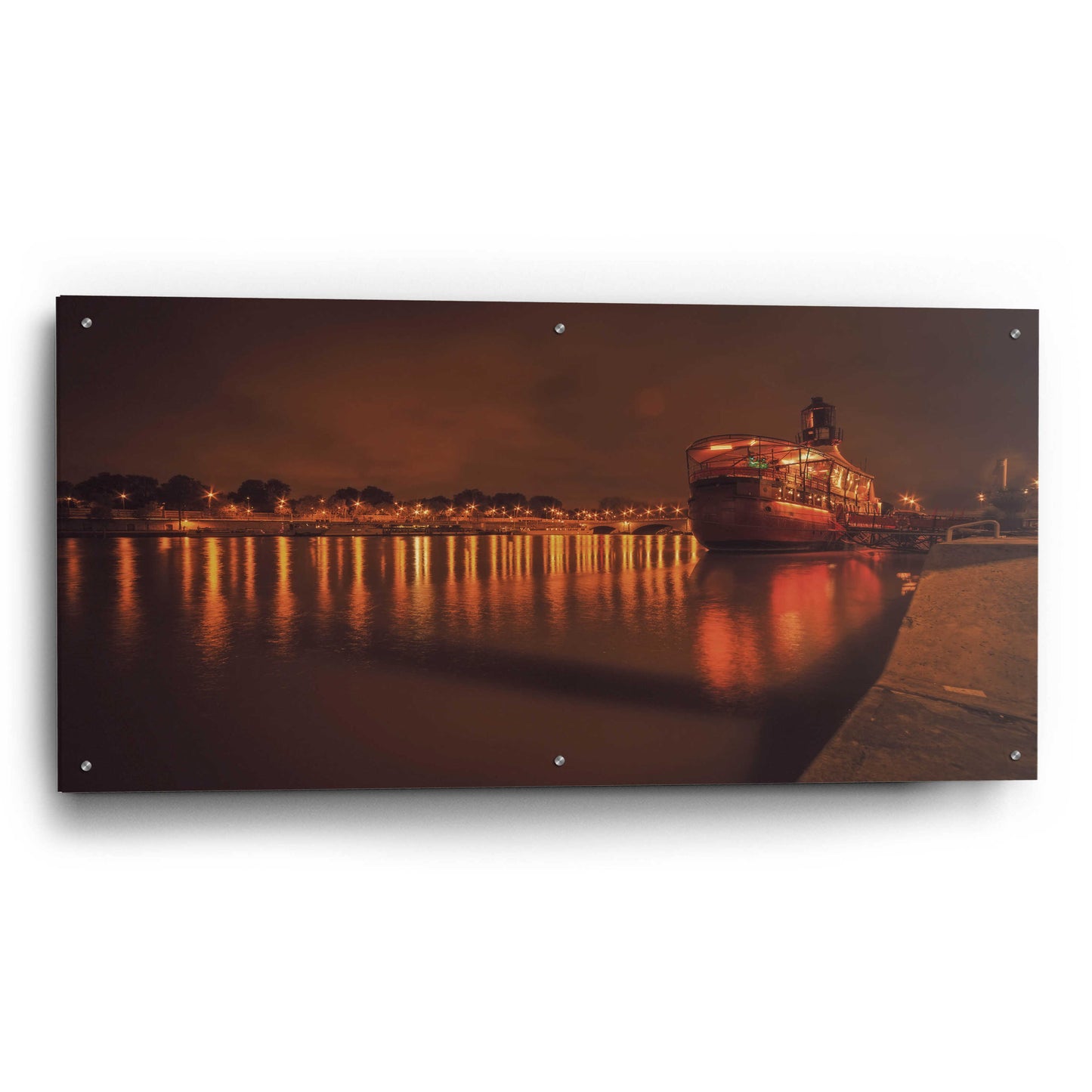 Epic Art 'Paris Lost Boat' by Sebastien Lory, Acrylic Glass Wall Art,48x24