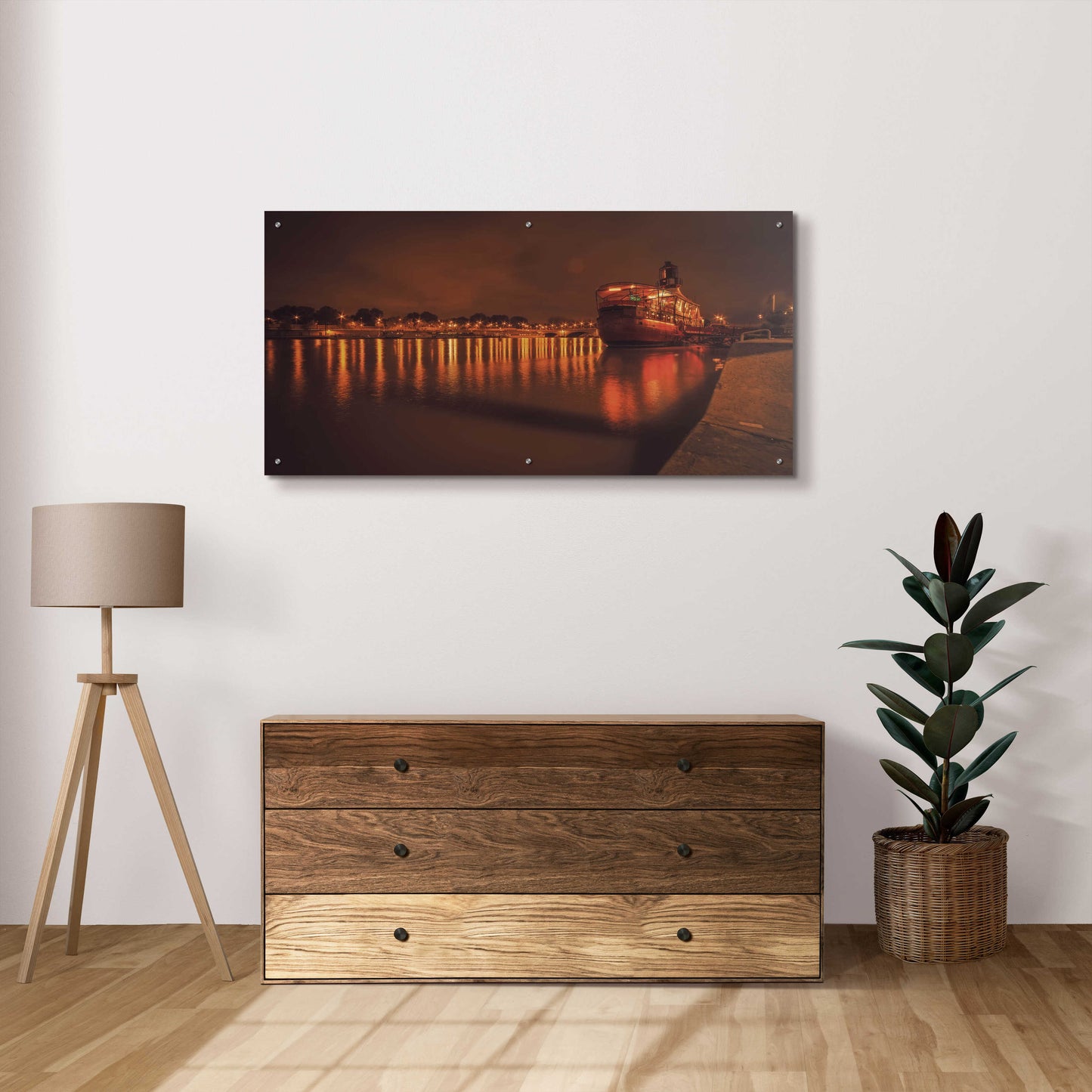 Epic Art 'Paris Lost Boat' by Sebastien Lory, Acrylic Glass Wall Art,48x24