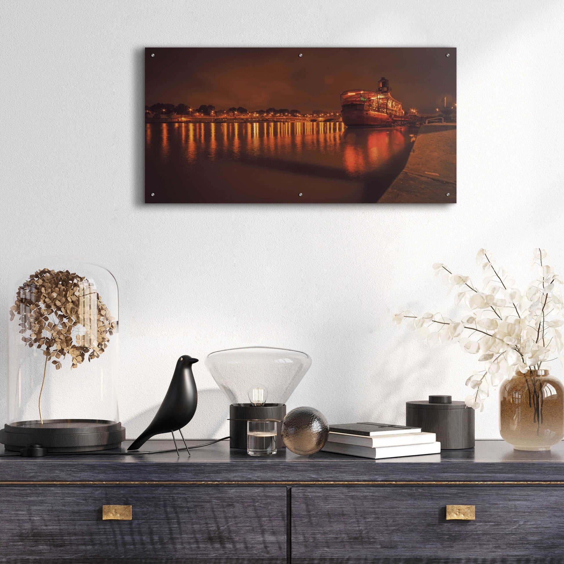 Epic Art 'Paris Lost Boat' by Sebastien Lory, Acrylic Glass Wall Art,48x24