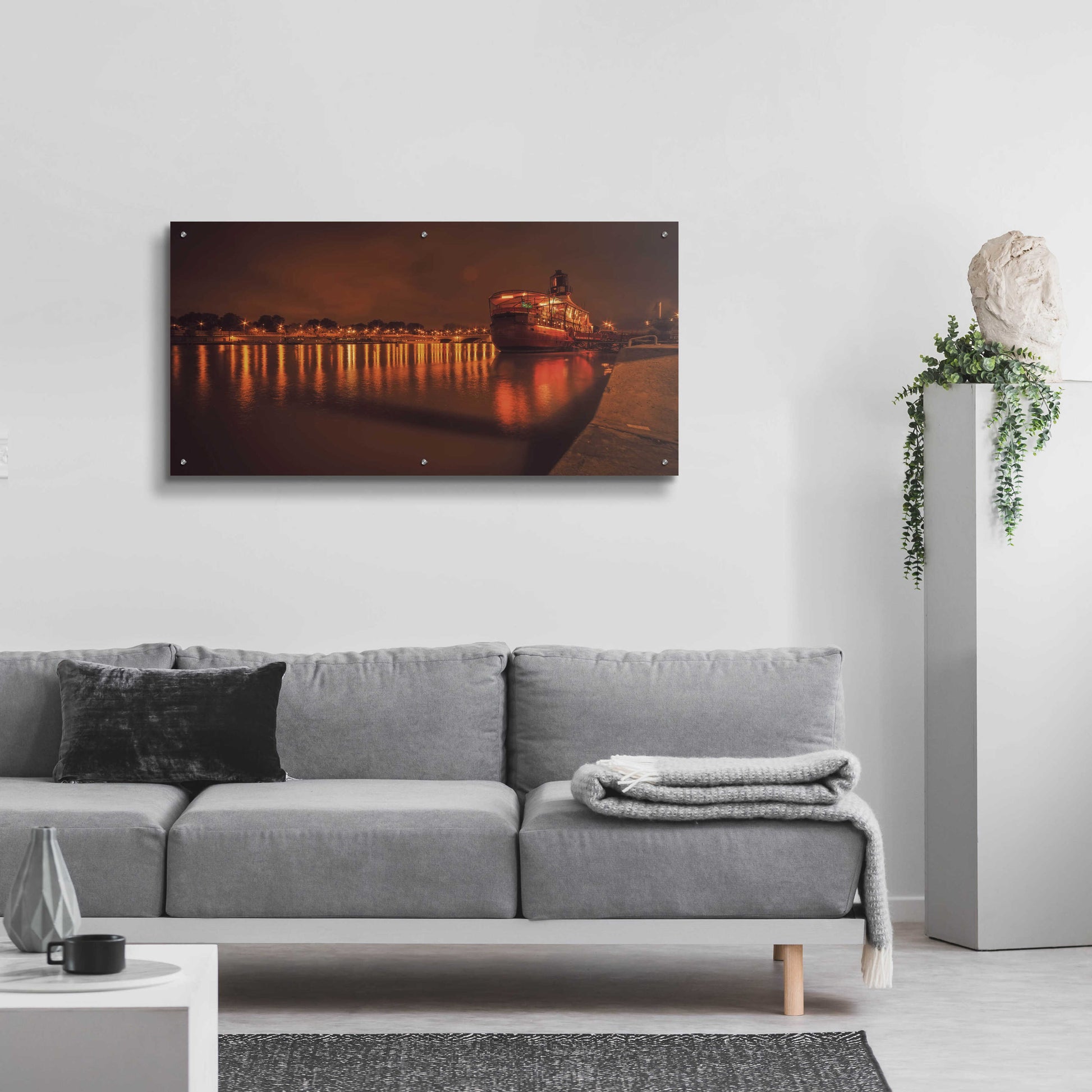 Epic Art 'Paris Lost Boat' by Sebastien Lory, Acrylic Glass Wall Art,48x24