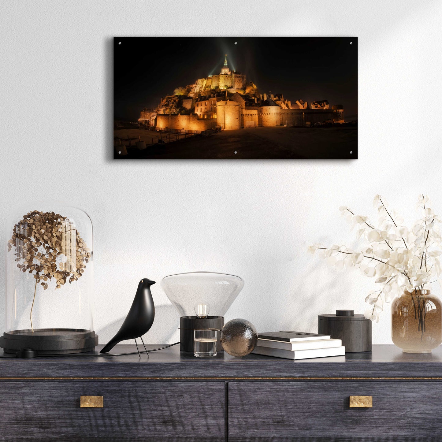 Epic Art 'Mont St Michel' by Sebastien Lory, Acrylic Glass Wall Art,48x24