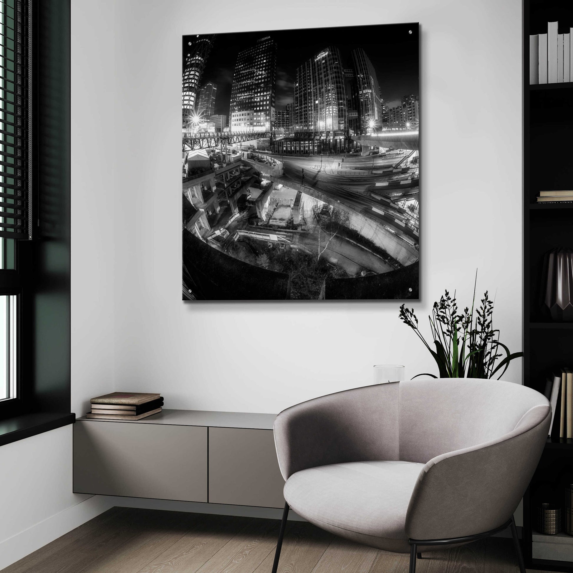 Epic Art 'Defense Bw' by Sebastien Lory, Acrylic Glass Wall Art,36x36