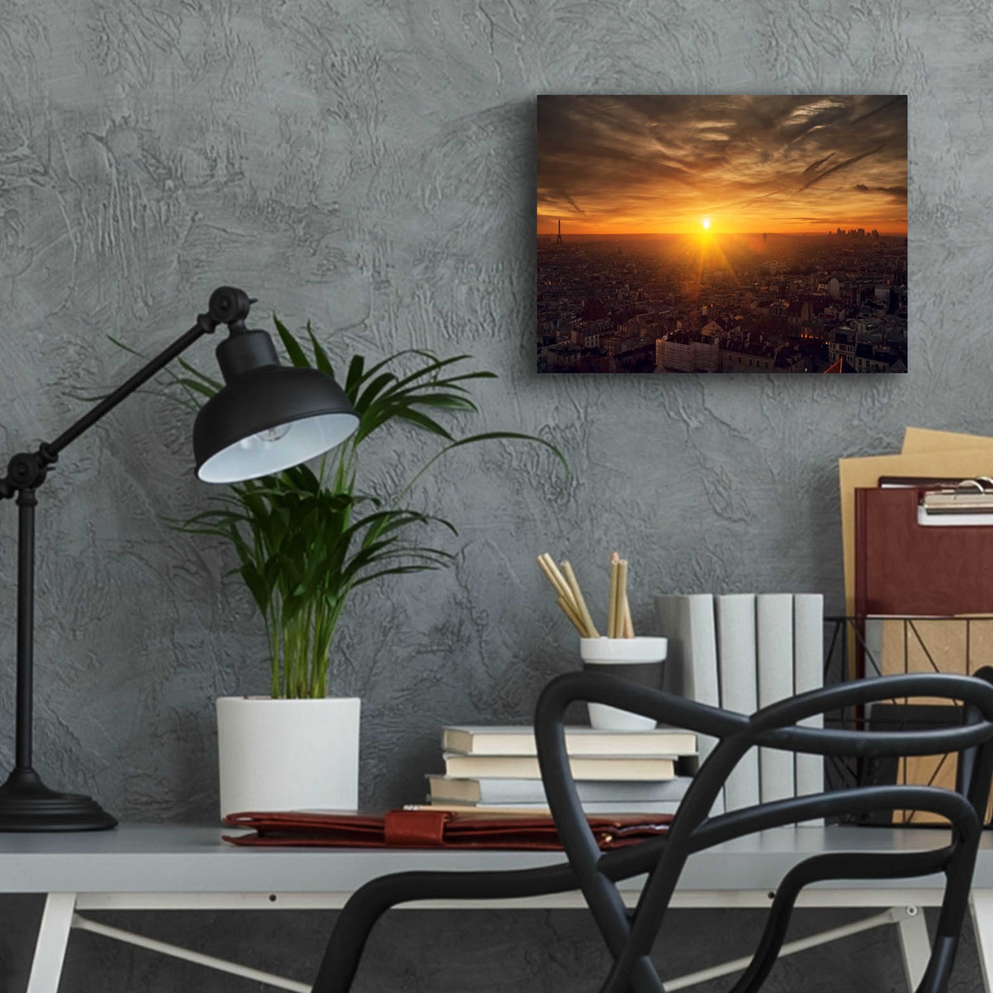 Epic Art 'Paris Sunset' by Sebastien Lory, Acrylic Glass Wall Art,16x12