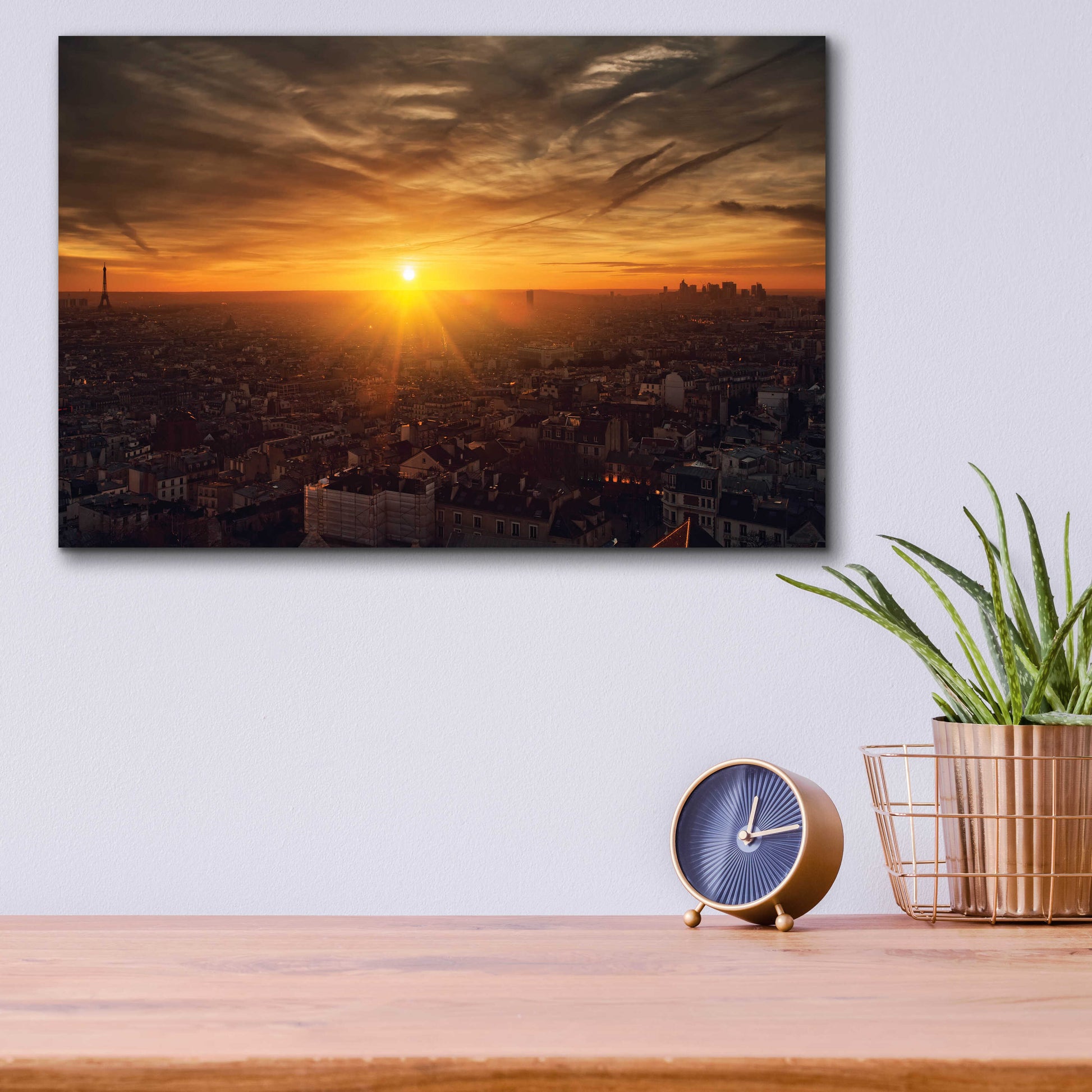 Epic Art 'Paris Sunset' by Sebastien Lory, Acrylic Glass Wall Art,16x12