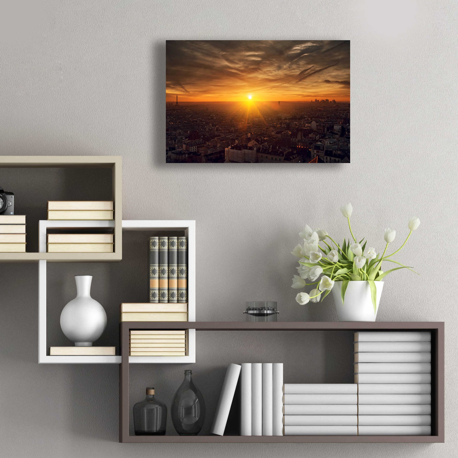 Epic Art 'Paris Sunset' by Sebastien Lory, Acrylic Glass Wall Art,24x16