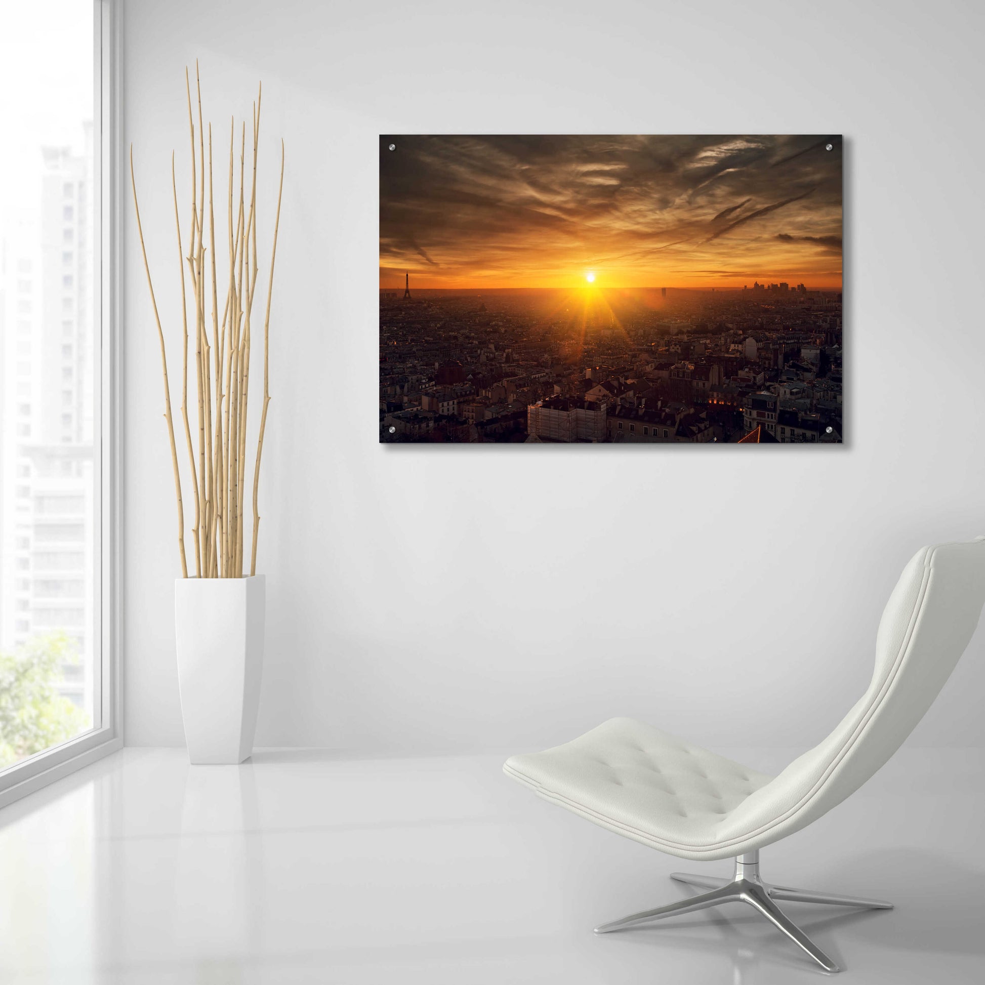 Epic Art 'Paris Sunset' by Sebastien Lory, Acrylic Glass Wall Art,36x24