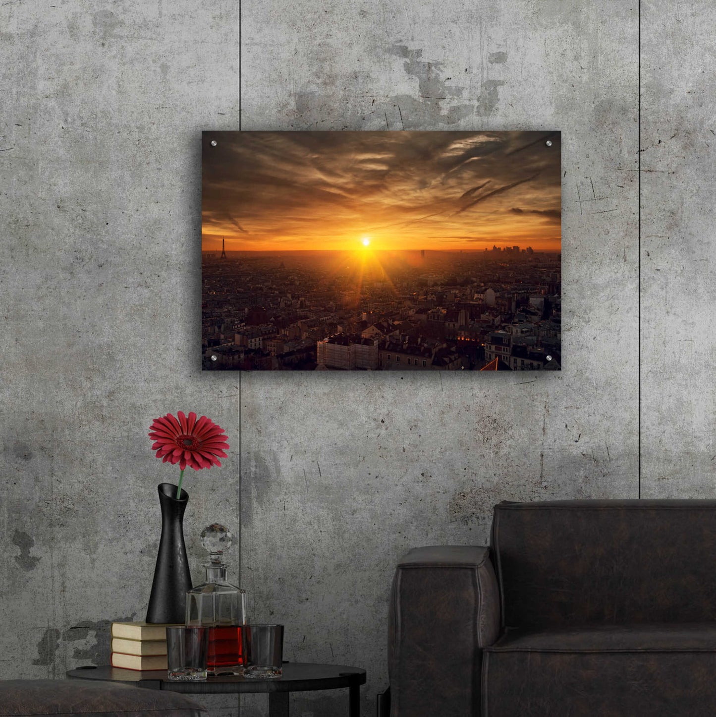 Epic Art 'Paris Sunset' by Sebastien Lory, Acrylic Glass Wall Art,36x24